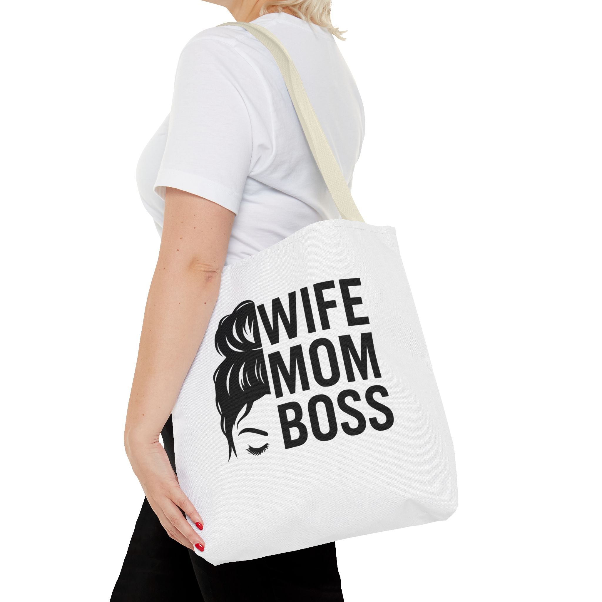 Wife Mom Boss Tote Bag - Chic, Durable Tote for Moms, Stylish Carry-All, Gift for Mother's Day, Work, and Everyday Use