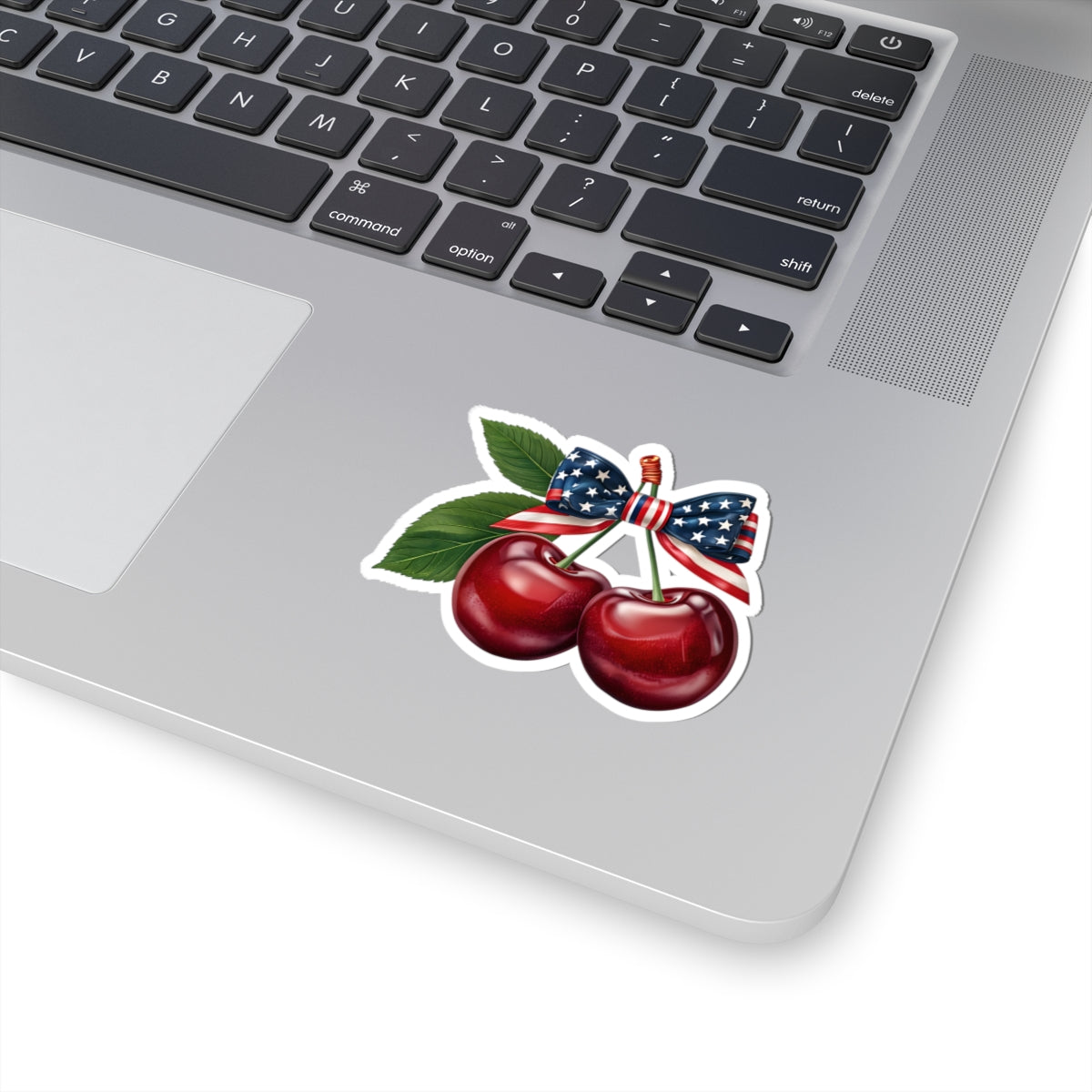 Patriotic Cherry Kiss-Cut Stickers, USA Flag Cherry Decal, Red White Blue Cherry Stickers, Cute Fruit Stickers for July 4th