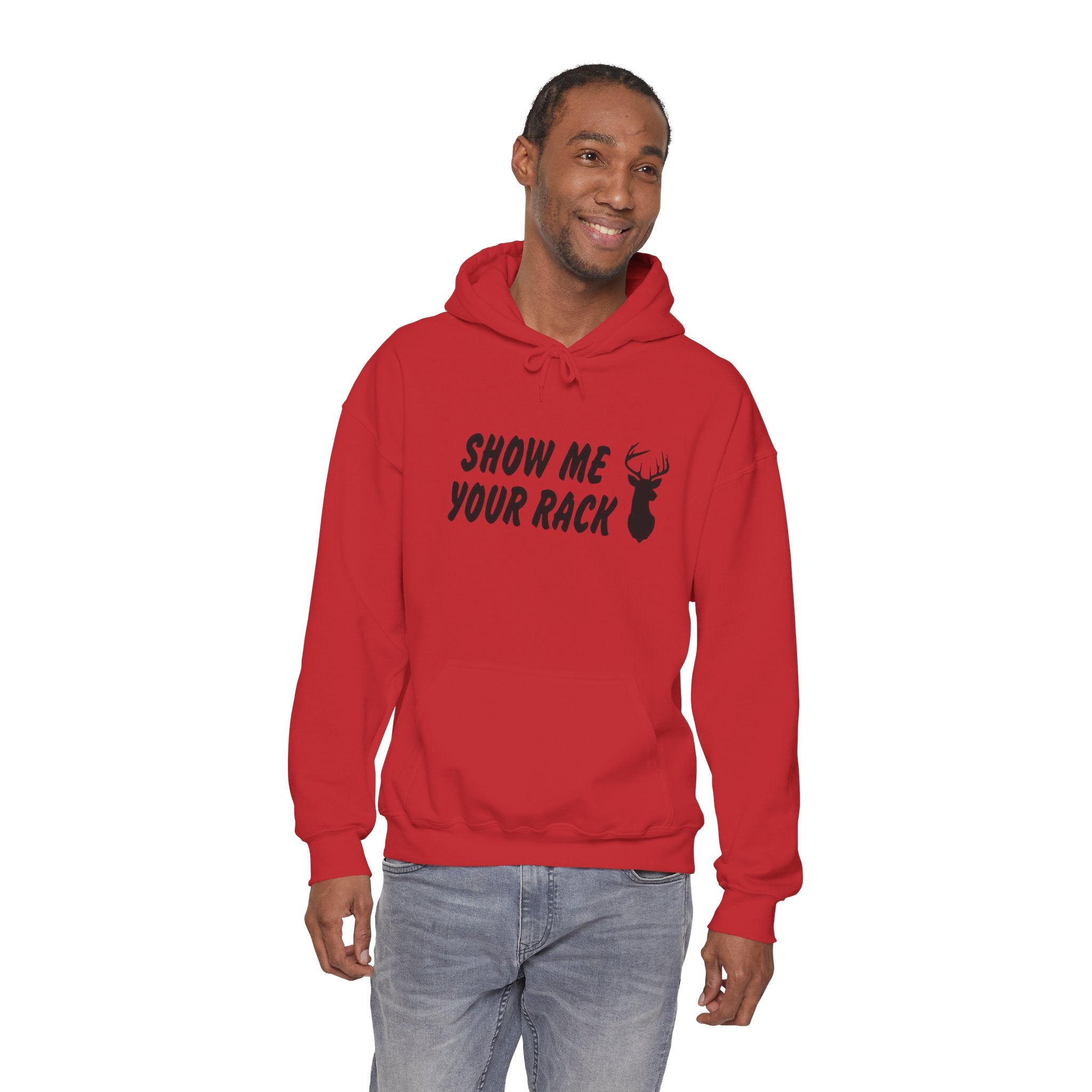 Funny Hunting Hoodie - Show Me Your Rack, Unisex Sweatshirt for Outdoors, Gift for Hunters, Casual Wear, Holiday Apparel