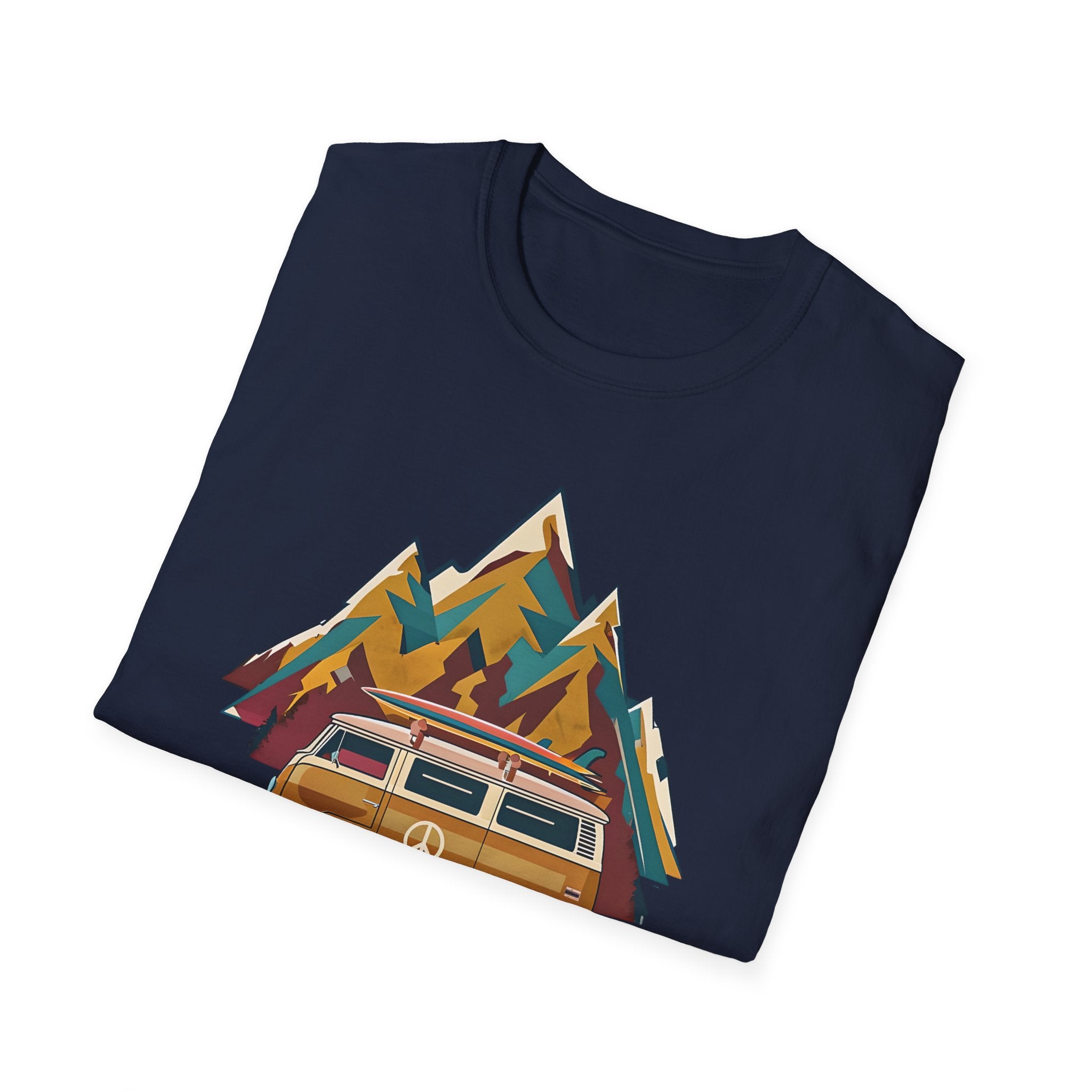 Retro Camper Van T-Shirt — Vintage Mountain Adventure Graphic Tee
