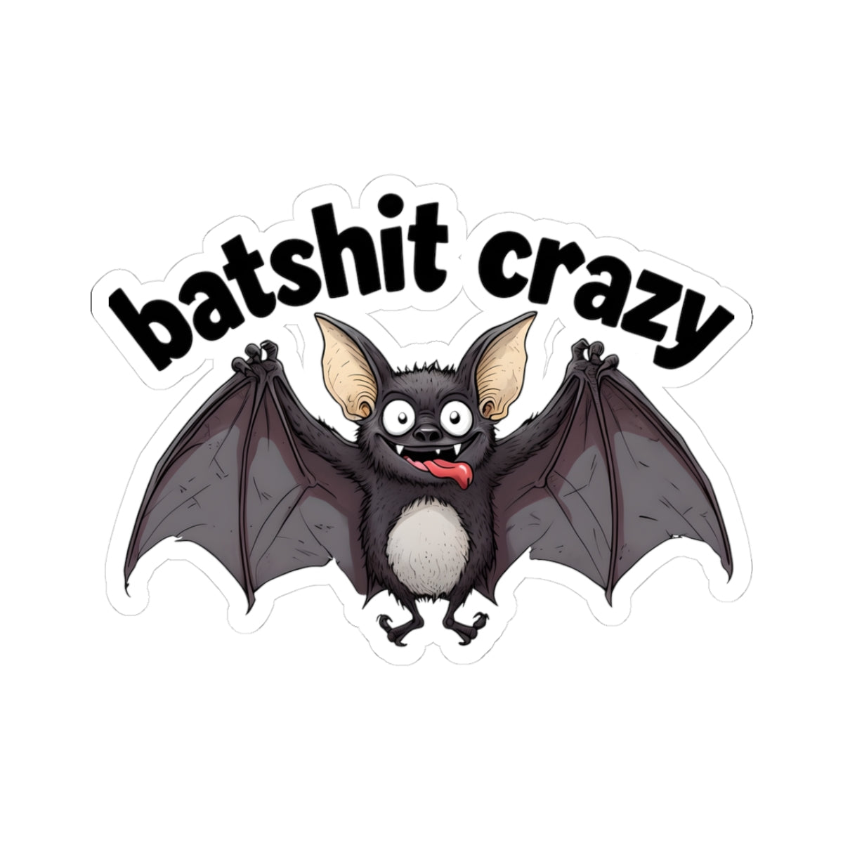Batshit Crazy Bat Kiss-Cut Stickers for Fun and Quirky Decor