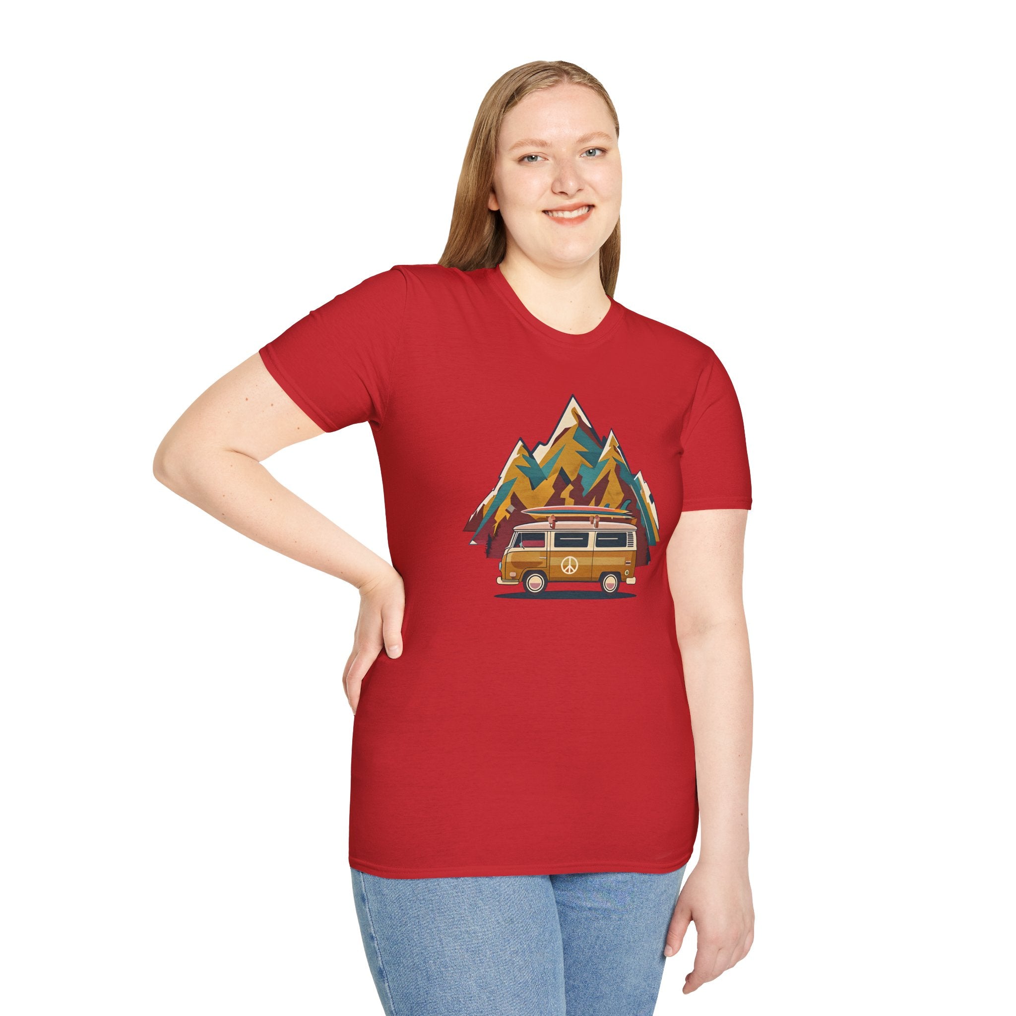 Retro Camper Van T-Shirt — Vintage Mountain Adventure Graphic Tee