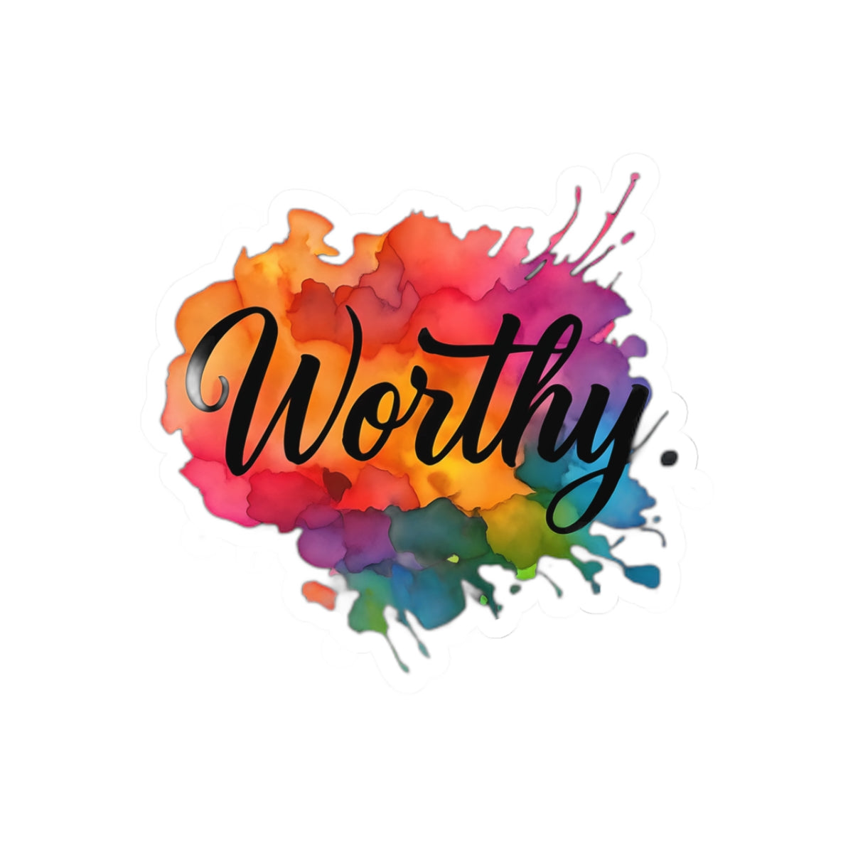 Colorful 'Worthy' Kiss-Cut Stickers, Inspirational Sticker for Laptop, Water Bottle Decor, Motivational Gift, Self-Love Reminder