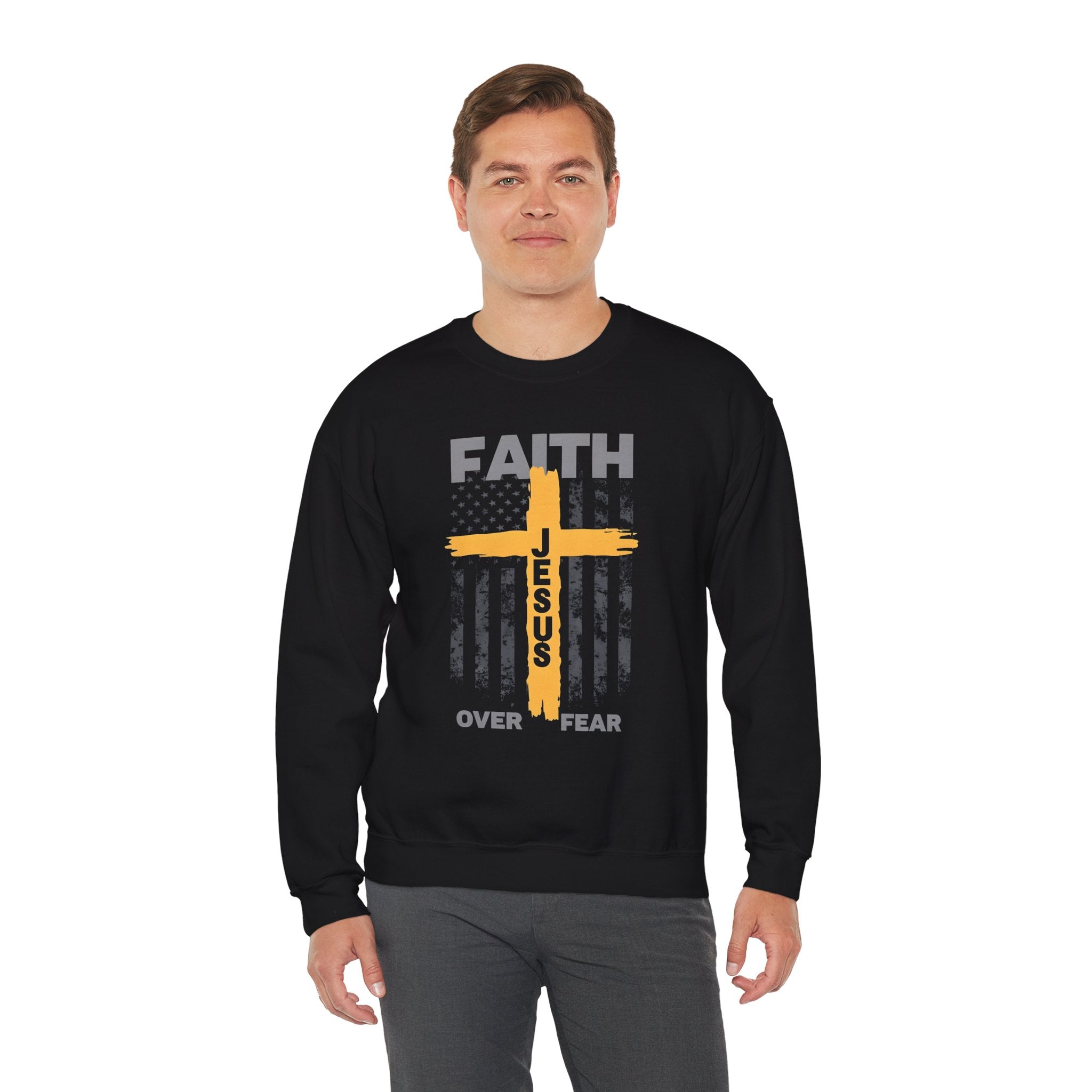 Faith Over Fear Crewneck Sweatshirt, Inspirational Christian Apparel, Unisex Sweatshirt, Religious Gift, Cozy Faith-Based Clothing