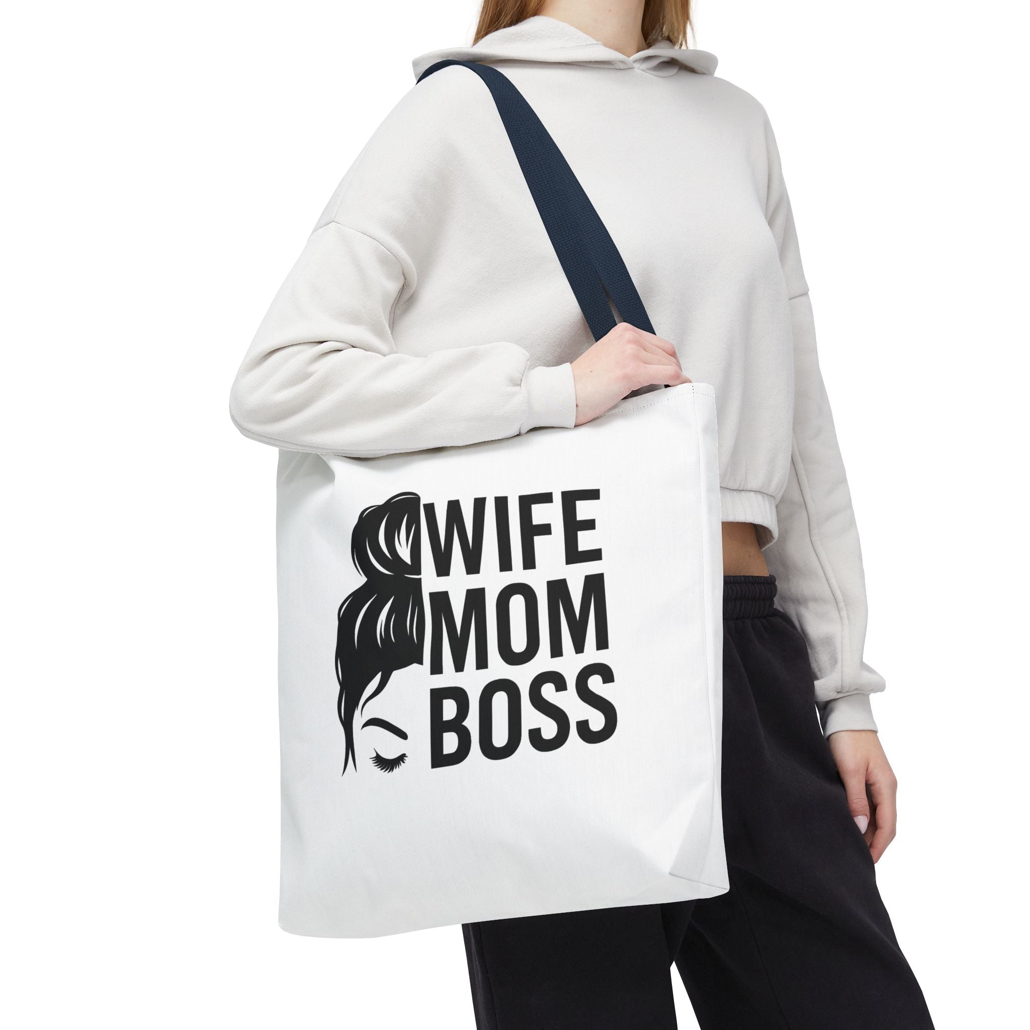 Wife Mom Boss Tote Bag - Chic, Durable Tote for Moms, Stylish Carry-All, Gift for Mother's Day, Work, and Everyday Use
