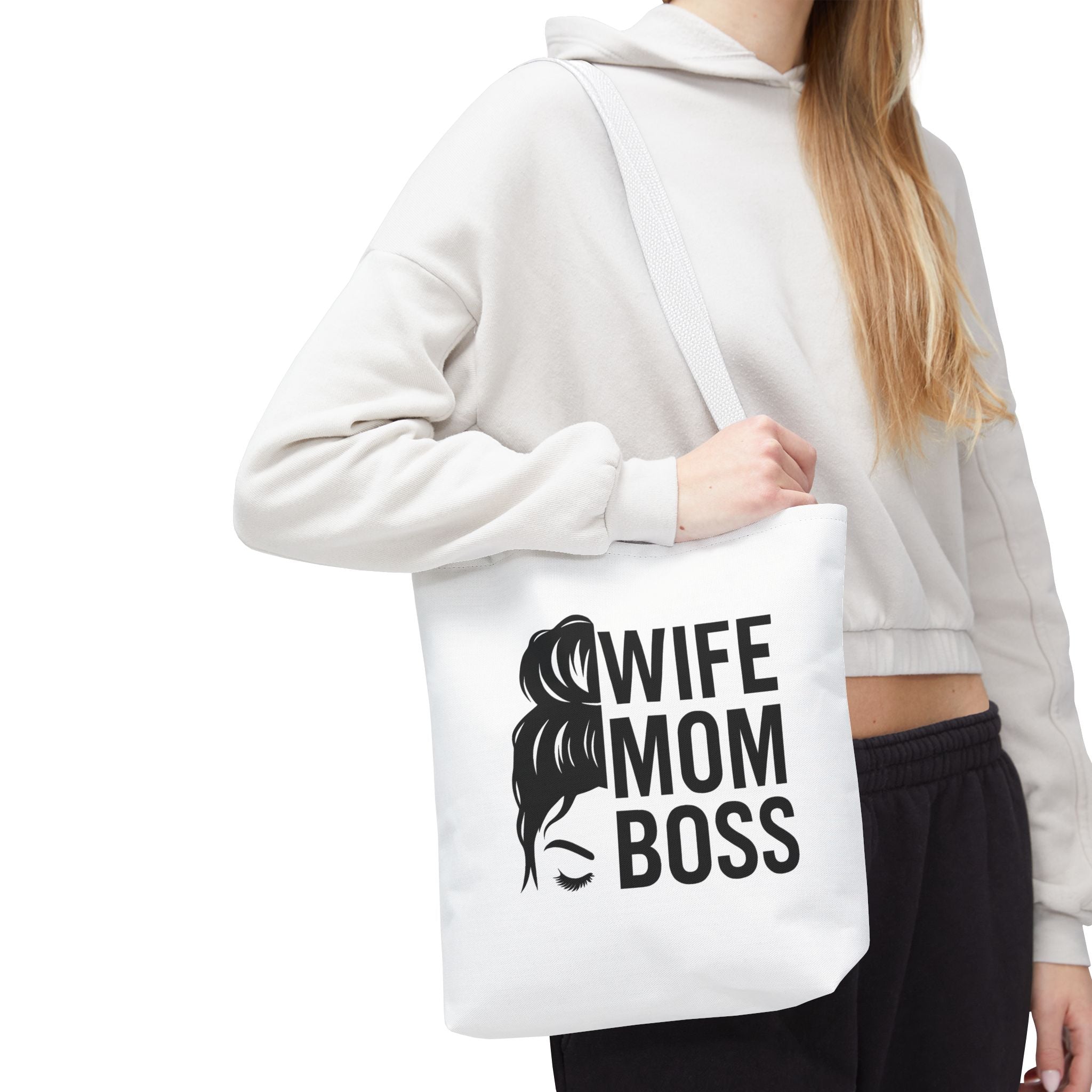 Wife Mom Boss Tote Bag - Chic, Durable Tote for Moms, Stylish Carry-All, Gift for Mother's Day, Work, and Everyday Use