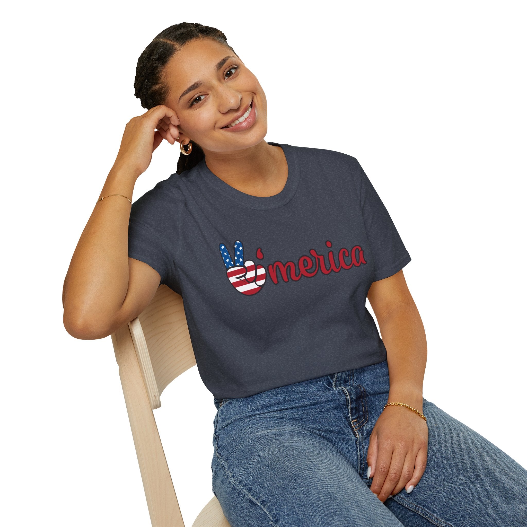 Patriotic Peace T-Shirt for Unisex, Casual Wear, Independence Day Gift, Summer Style, Comfortable Tee