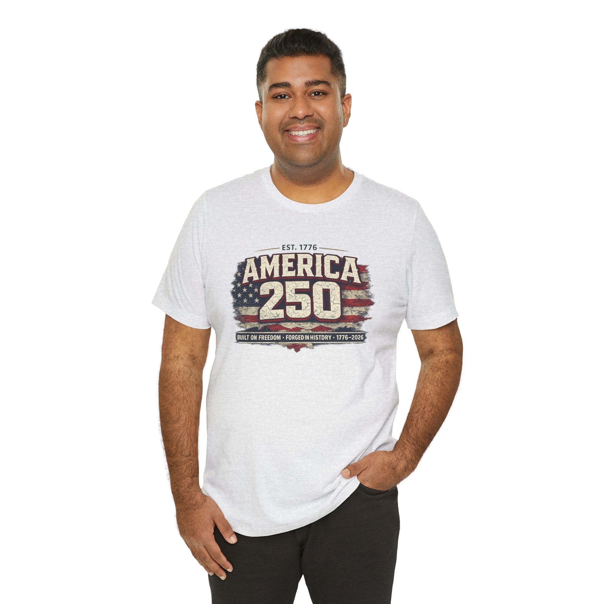 America 250 T-Shirt — Vintage Flag Patriotic 1776-2026 Anniversary Tee