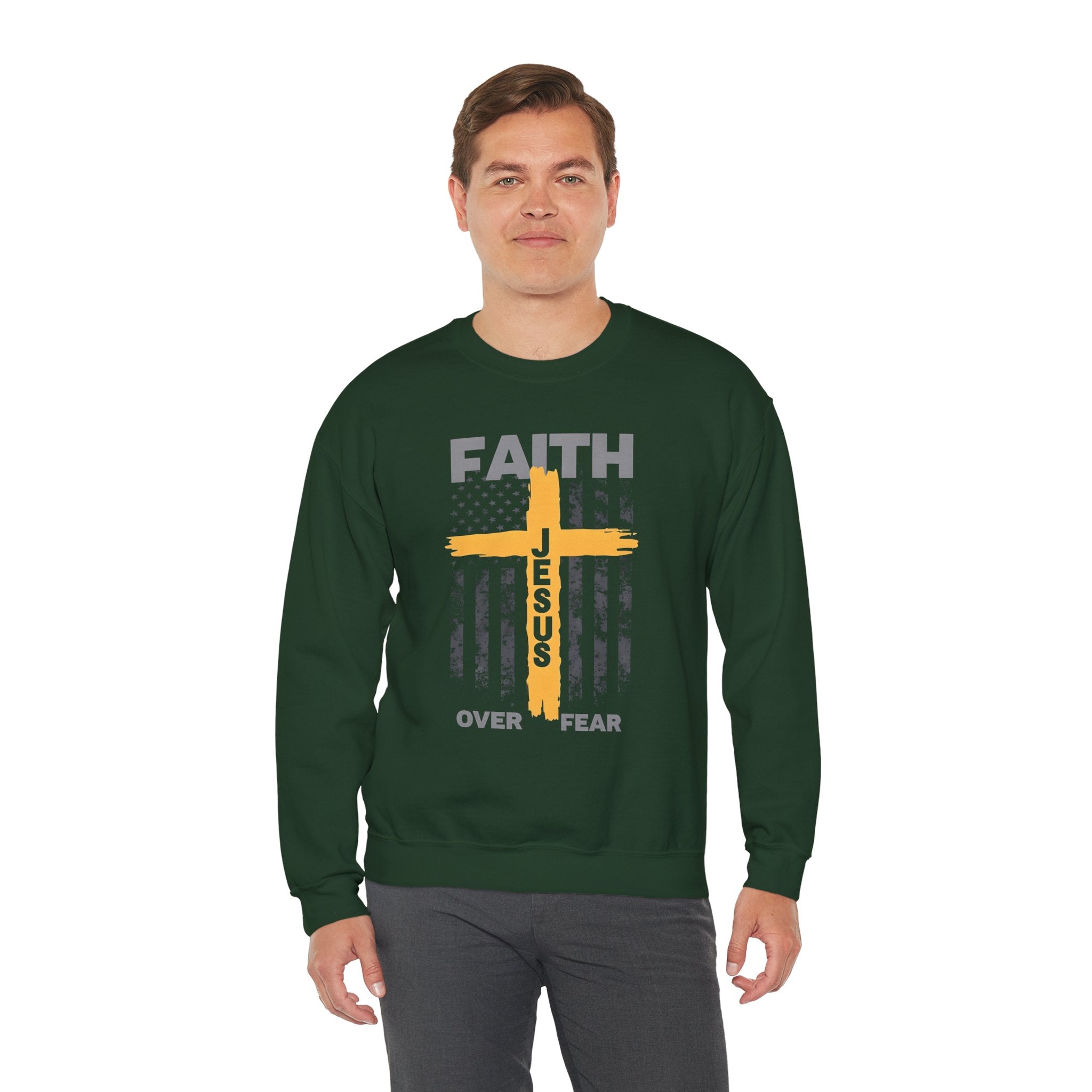 Faith Over Fear Crewneck Sweatshirt, Inspirational Christian Apparel, Unisex Sweatshirt, Religious Gift, Cozy Faith-Based Clothing