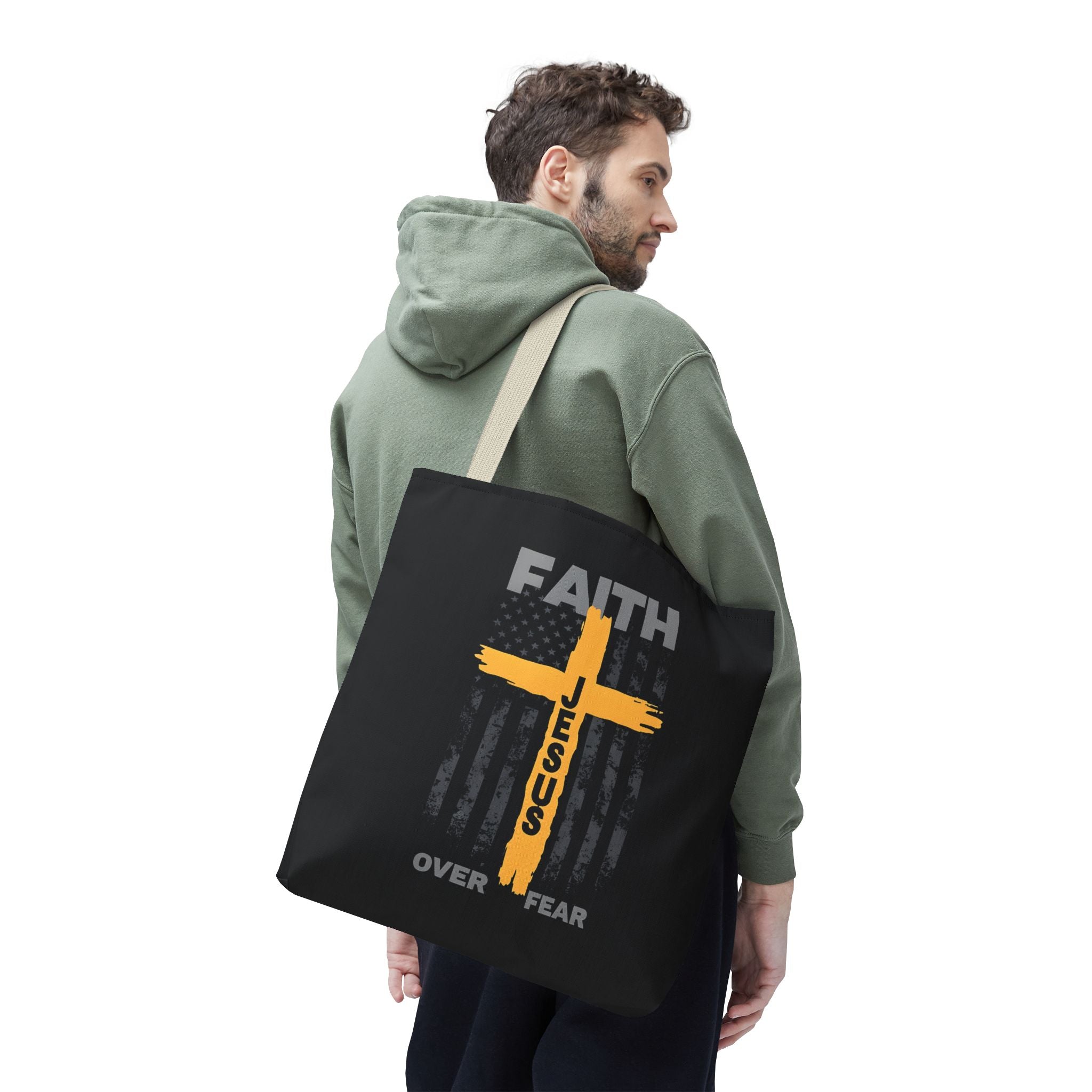 Faith Over Fear Tote Bag, Inspirational Bag, Bible Quote Tote, Christian Gift, Church Accessory, Motivational Bag