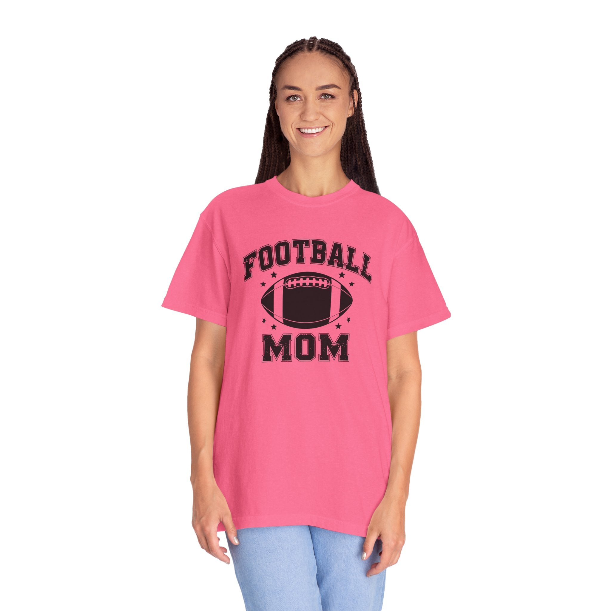 Football Mom T-Shirt, Unisex Garment-Dyed Tee for Game Day, Sports Mom Gift, Team Spirit Shirt, Casual Comfort Wear