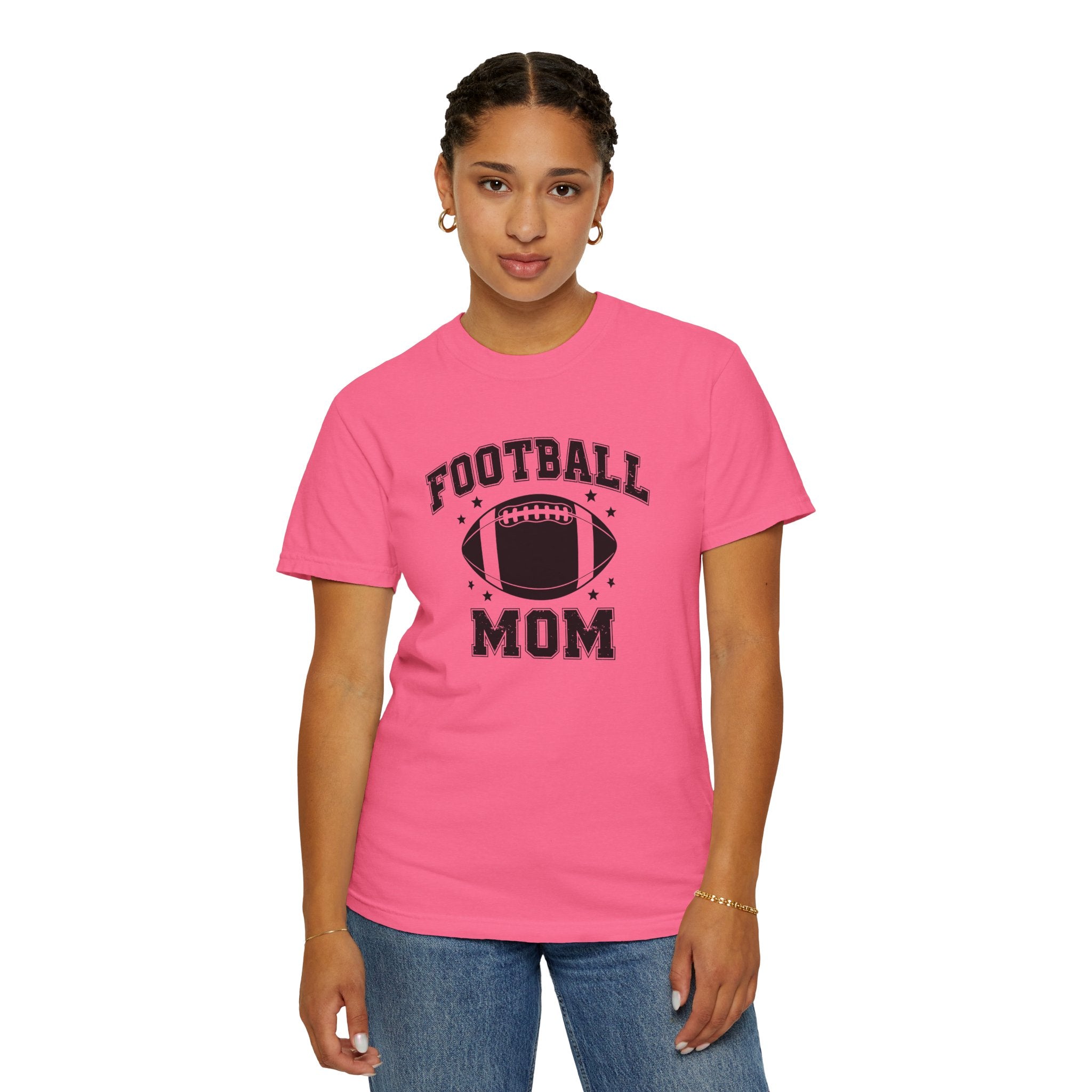 Football Mom T-Shirt, Unisex Garment-Dyed Tee for Game Day, Sports Mom Gift, Team Spirit Shirt, Casual Comfort Wear