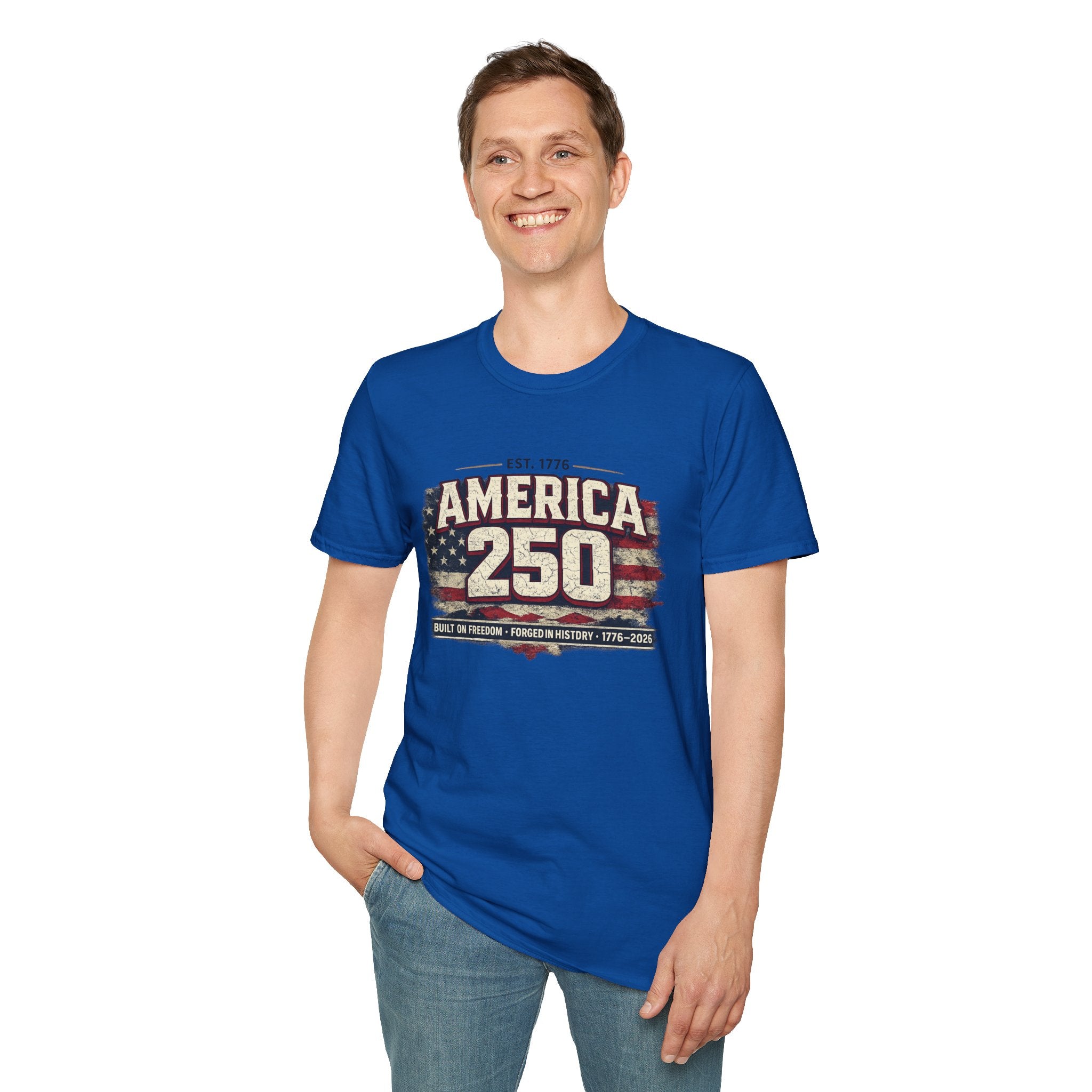 America 250 Vintage Flag T-Shirt — 1776–2026 Patriotic Independence Tee