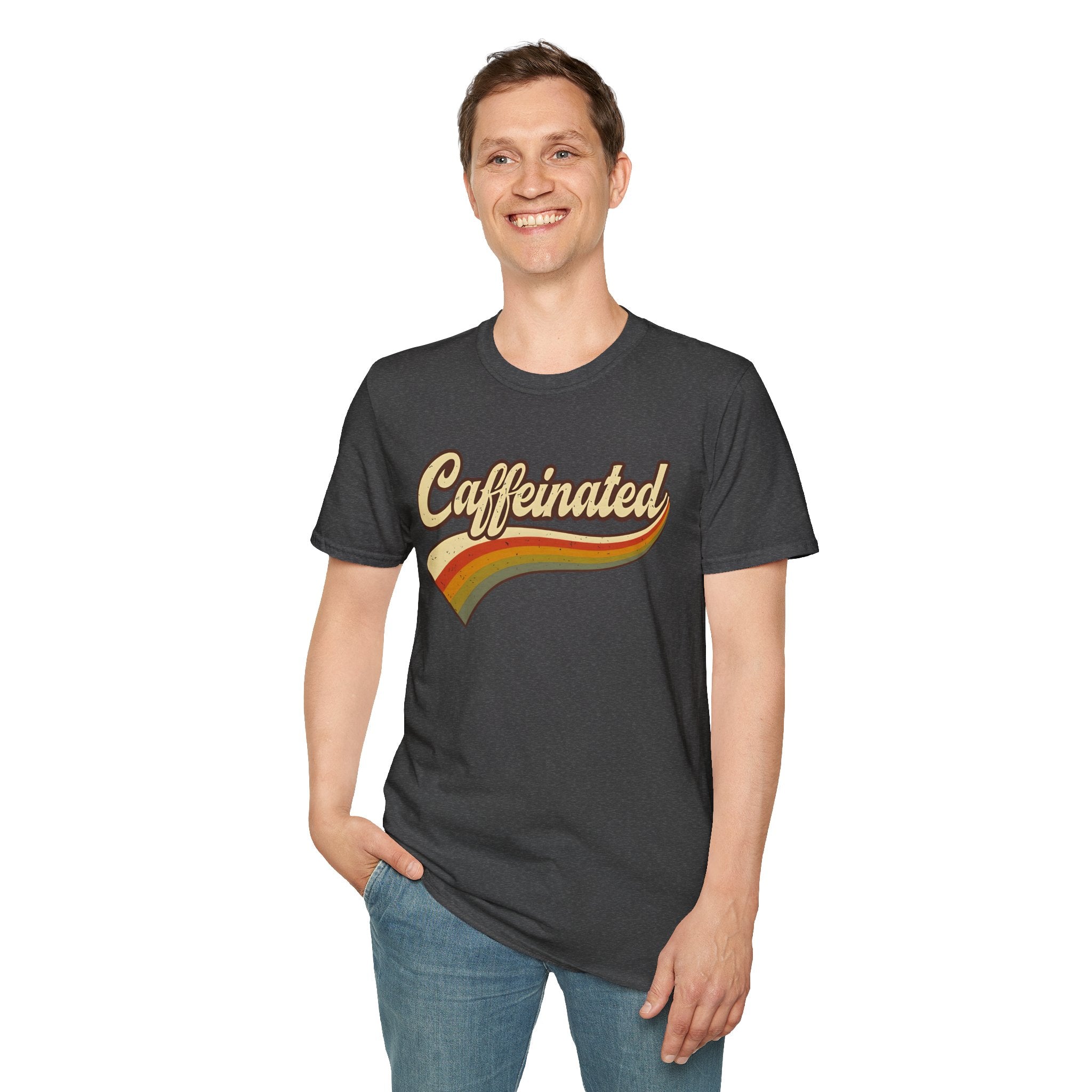 Caffeinated Retro Unisex Softstyle T-Shirt