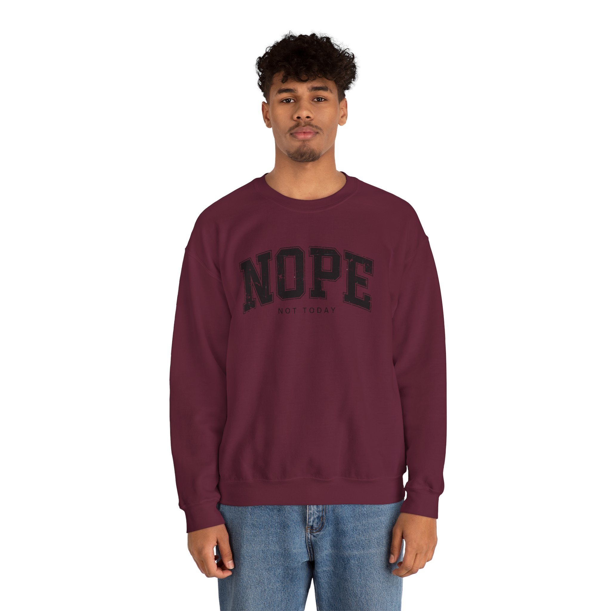 Cozy Unisex Sweatshirt | Cute 'NOPE NOT TODAY' Graphic, Relaxed Fit, Perfect for Casual Wear, Gifts, Everyday Comfort, Chill Days