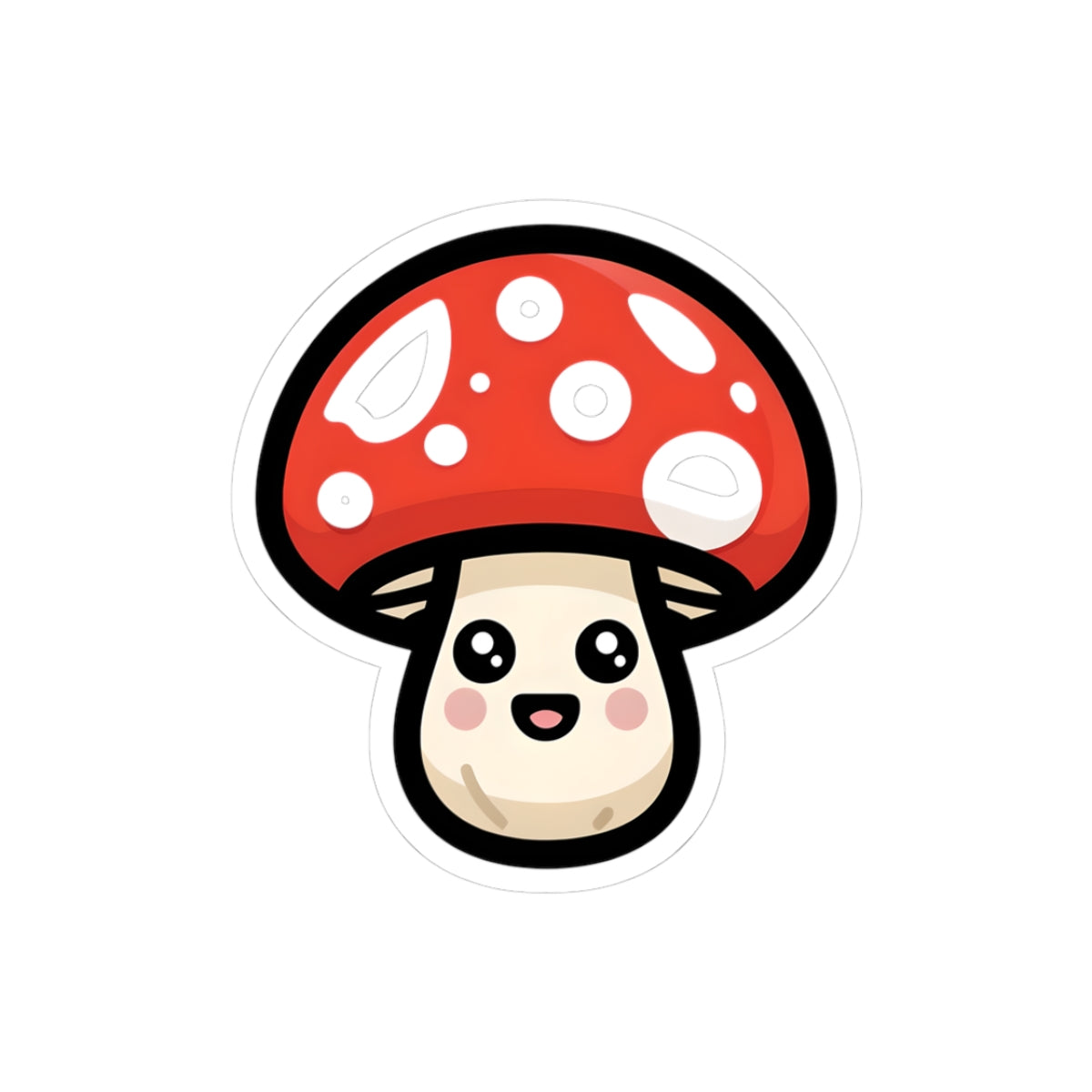 Whimsical Mushroom Kiss-Cut Stickers - Cute Red Spotted Design for Laptop & Journals