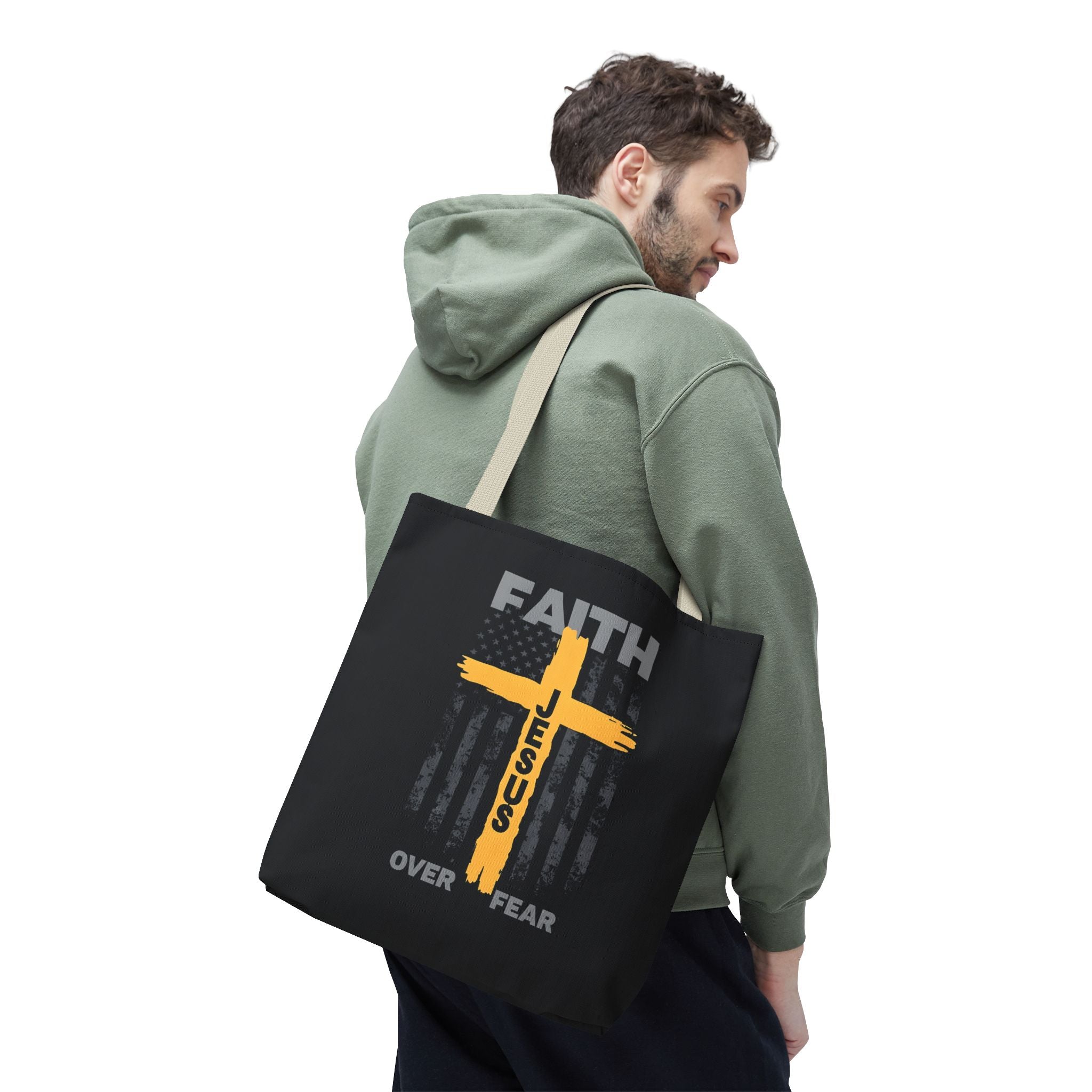 Faith Over Fear Tote Bag, Inspirational Bag, Bible Quote Tote, Christian Gift, Church Accessory, Motivational Bag