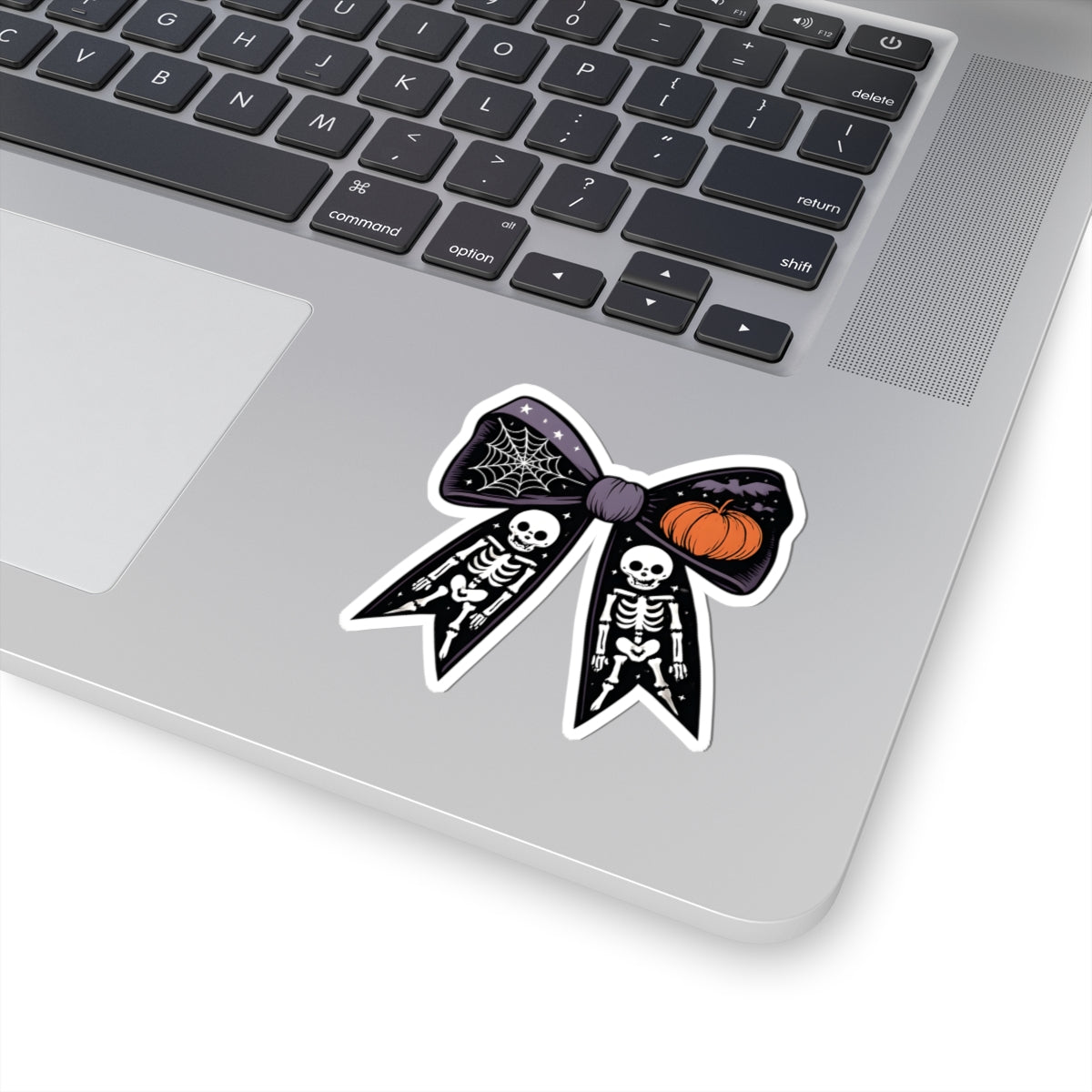 Spooky Skeleton Bow Stickers - Halloween Decor, Laptop Decals, Crafting Supplies, Gift Tags, Trick or Treat Fun