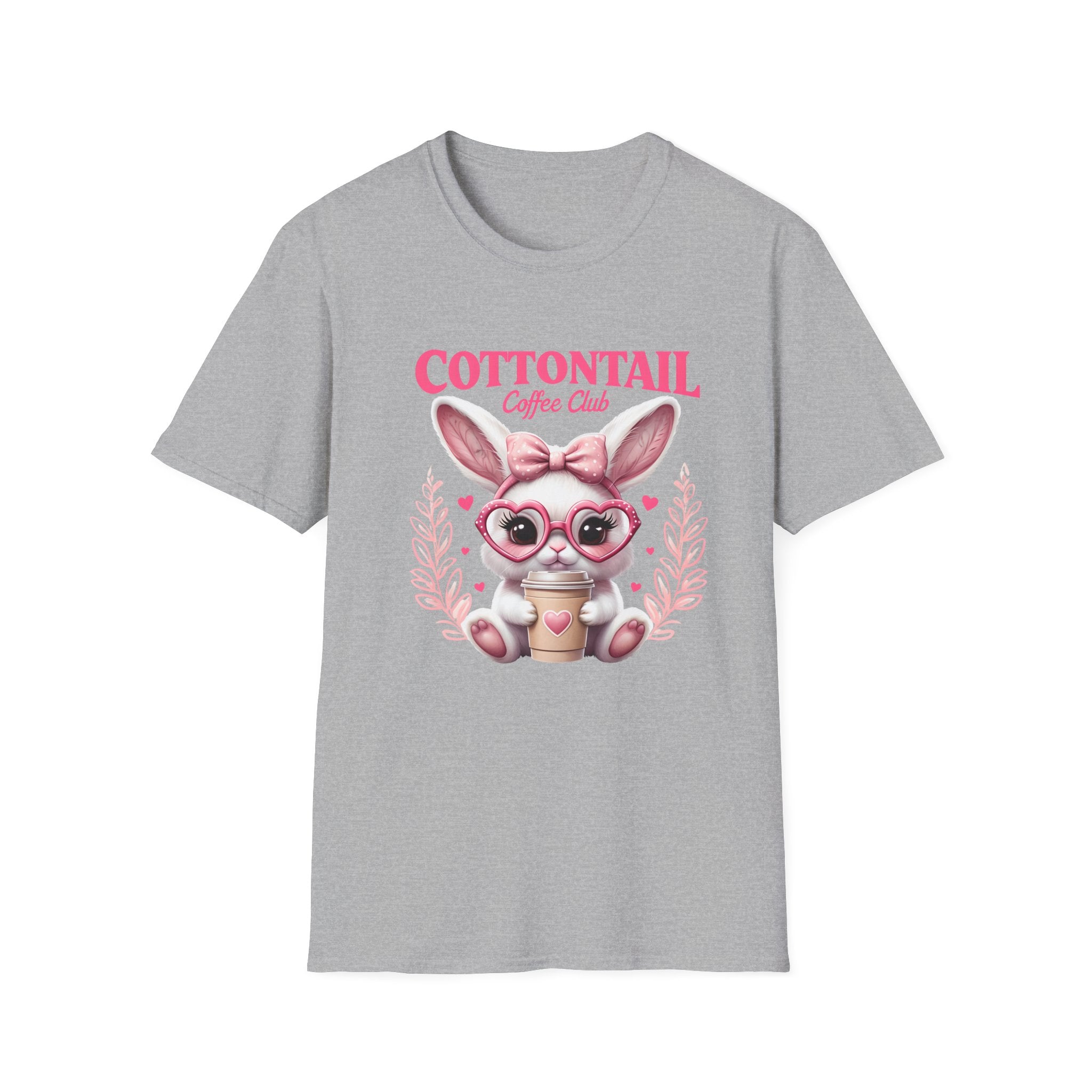 Cottontail Coffee Club Tee — Cute Bunny Holding Latte Graphic T-Shirt