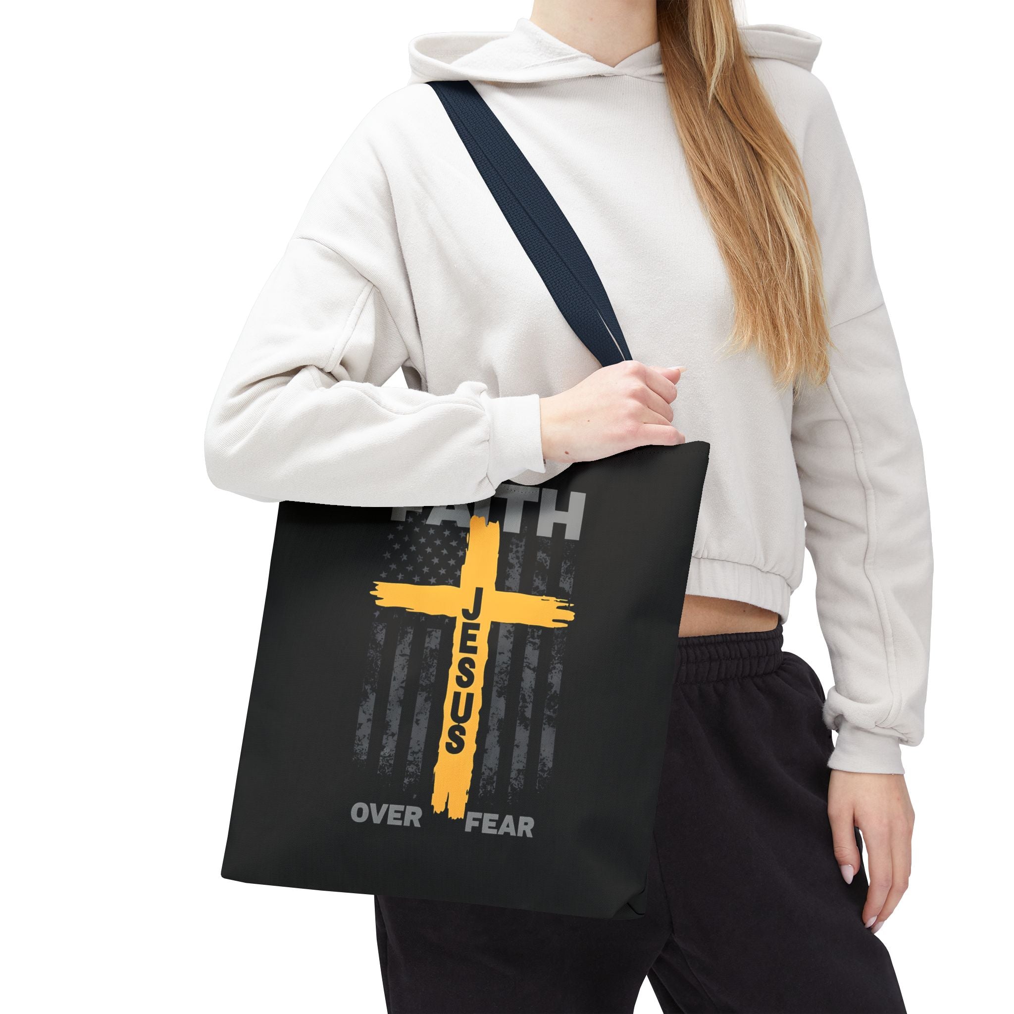 Faith Over Fear Tote Bag, Inspirational Bag, Bible Quote Tote, Christian Gift, Church Accessory, Motivational Bag