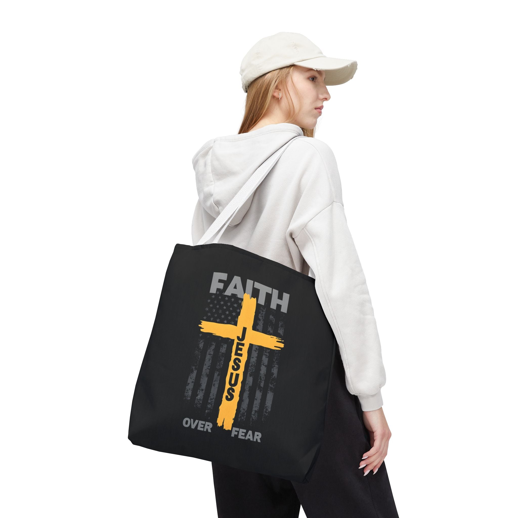 Faith Over Fear Tote Bag, Inspirational Bag, Bible Quote Tote, Christian Gift, Church Accessory, Motivational Bag