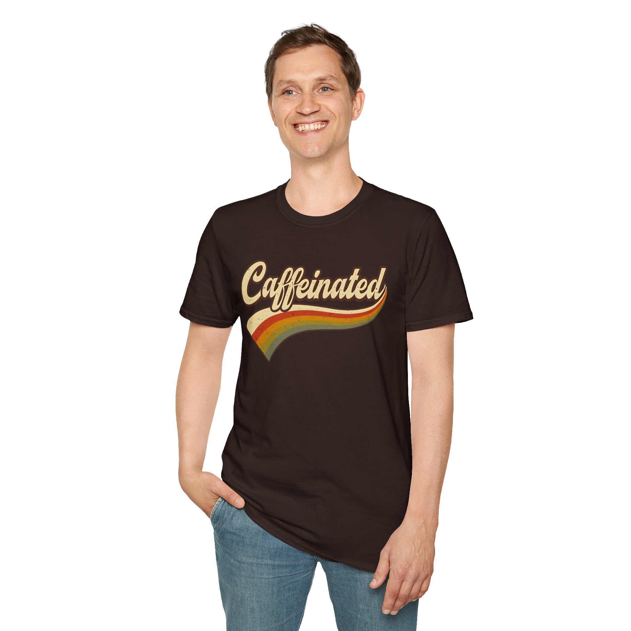 Caffeinated Retro Unisex Softstyle T-Shirt
