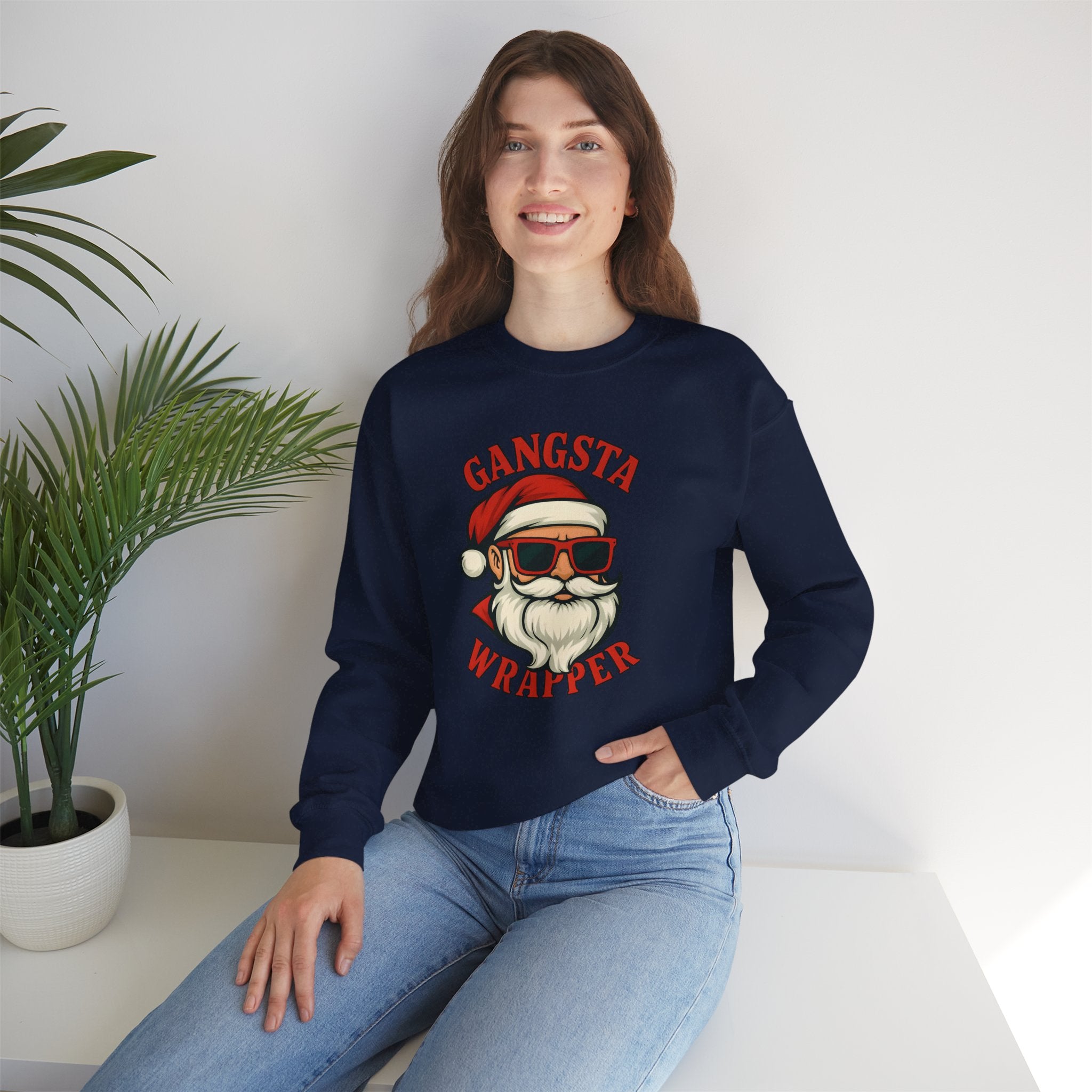 Gangsta Wrapper Crewneck Sweatshirt – Funny Christmas Apparel for Holiday Cheer