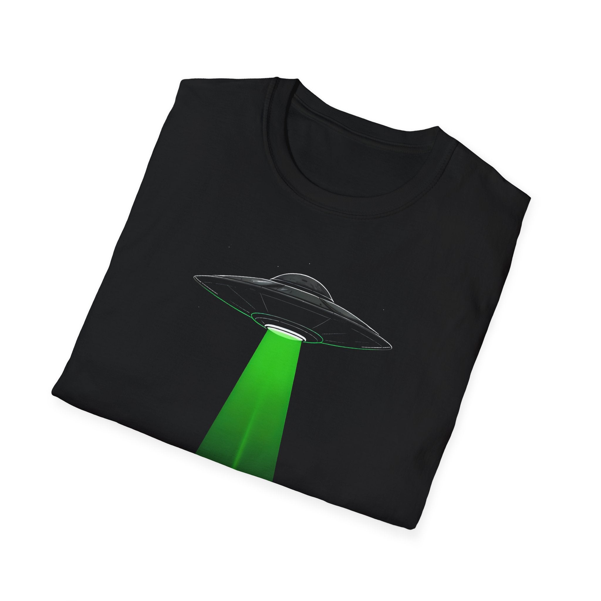 Alien Abduction T-Shirt — Neon UFO Beam Graphic Tee