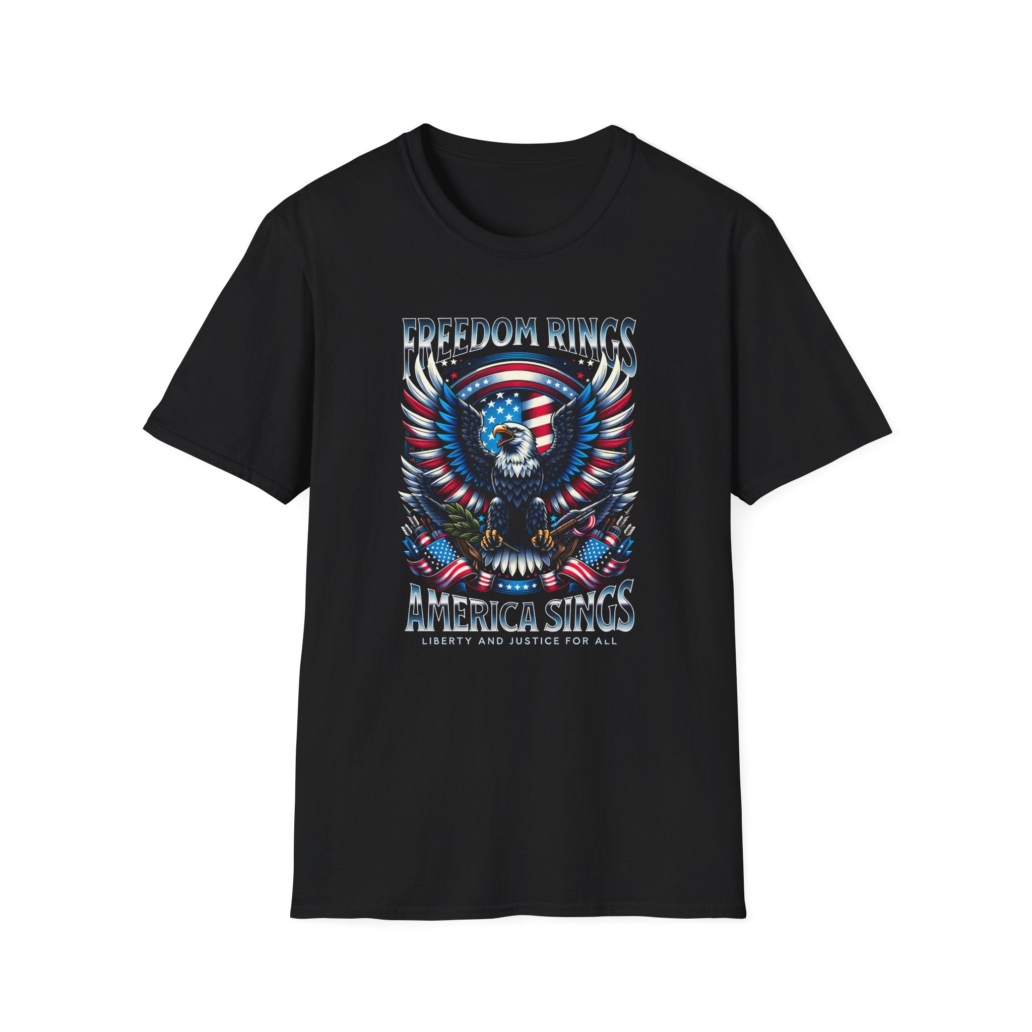 Patriotic Eagle T-Shirt — "Freedom Rings, America Sings" USA Graphic Tee