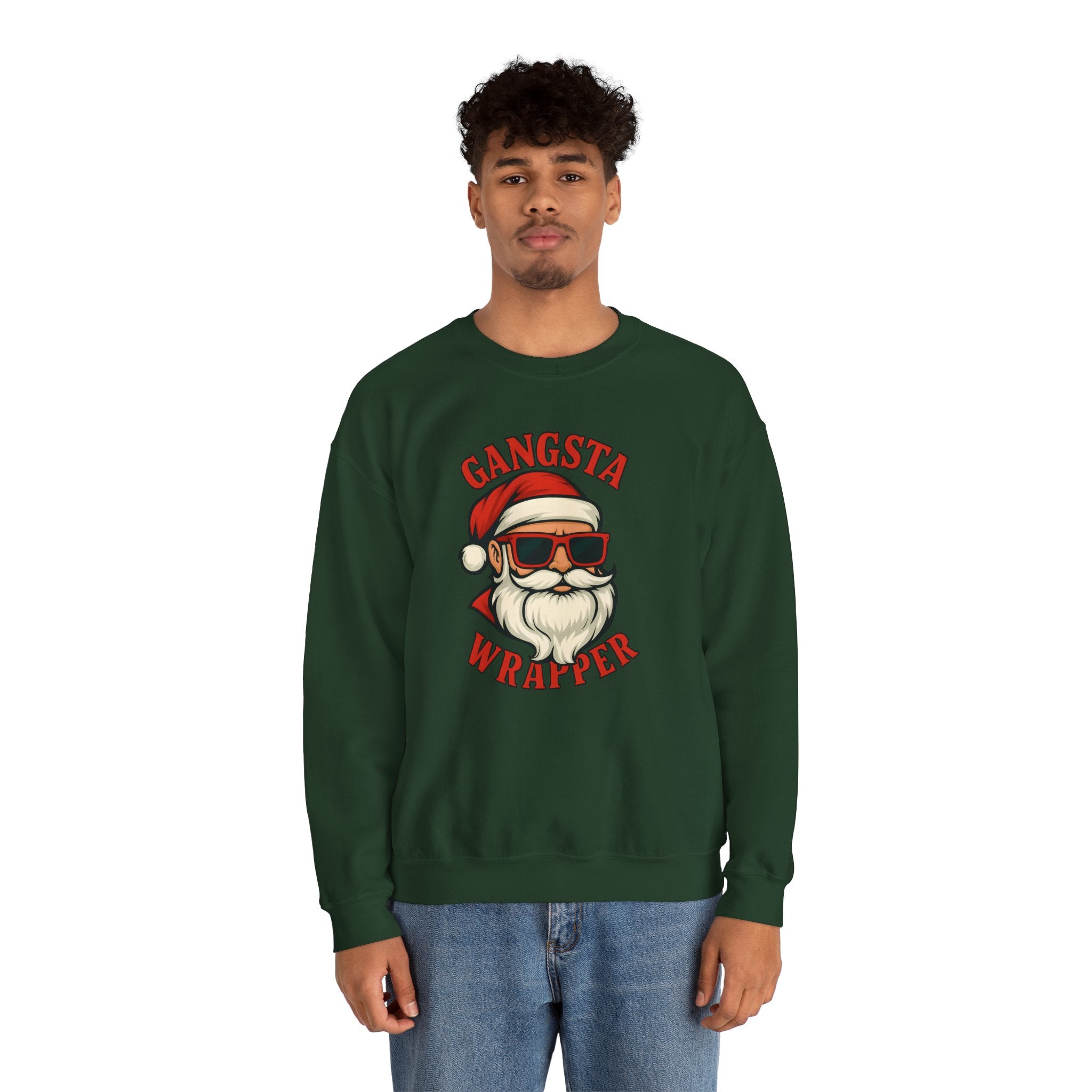 Gangsta Wrapper Crewneck Sweatshirt – Funny Christmas Apparel for Holiday Cheer