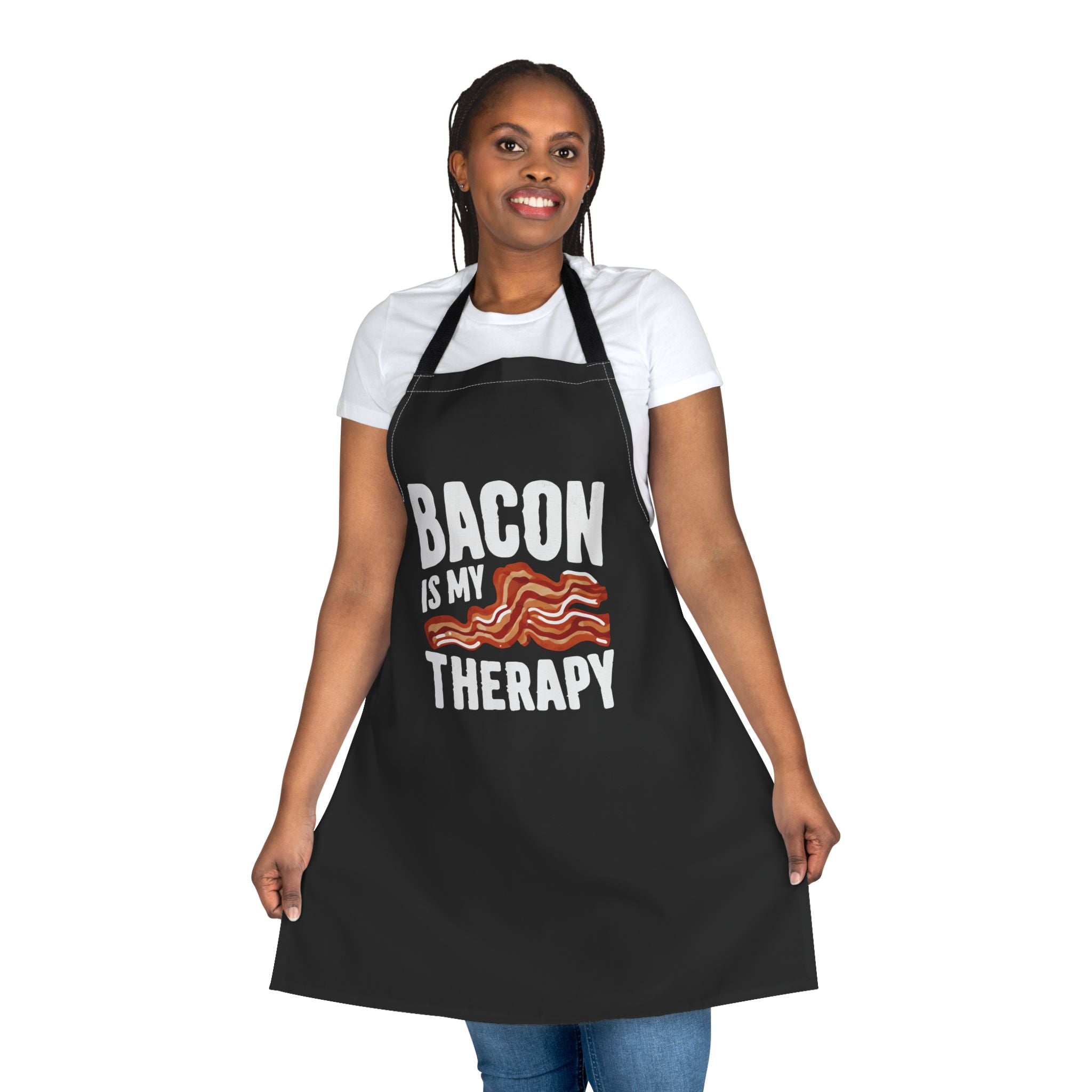 Apron — "Bacon Is My Therapy" Funny BBQ Cooking Apron, Gift for Grillers & Bacon Lovers