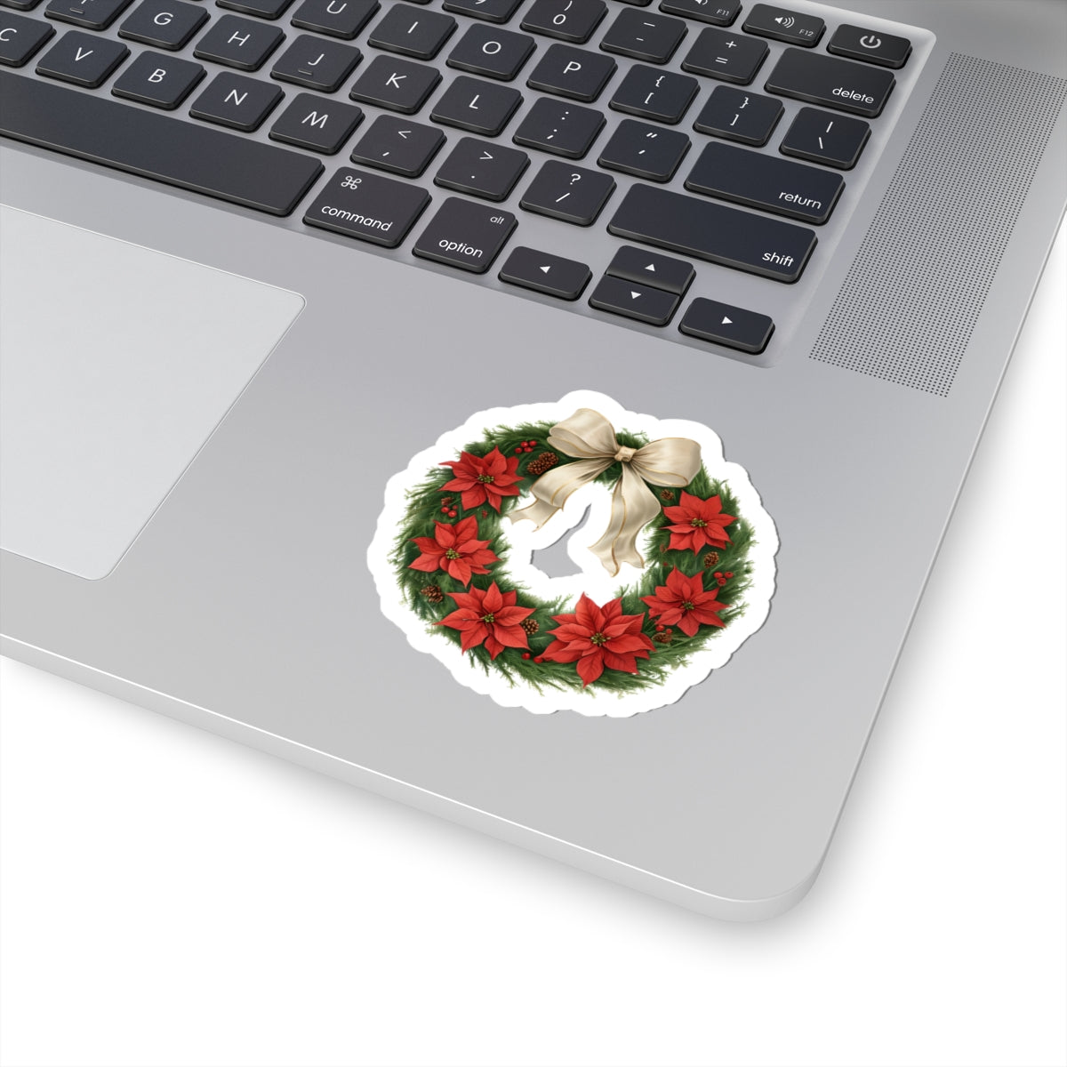 Festive Wreath Kiss-Cut Stickers, Holiday Decor, Christmas Gifts, Laptop Stickers, Seasonal Art, Planner Stickers