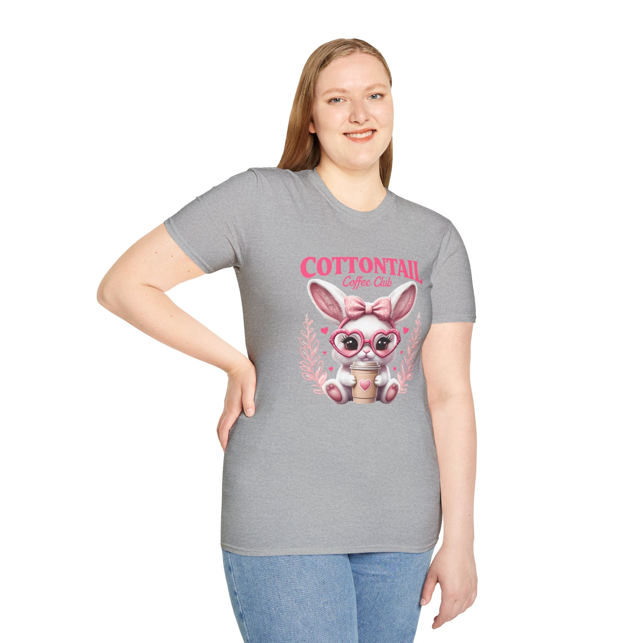 Cottontail Coffee Club Tee — Cute Bunny Holding Latte Graphic T-Shirt