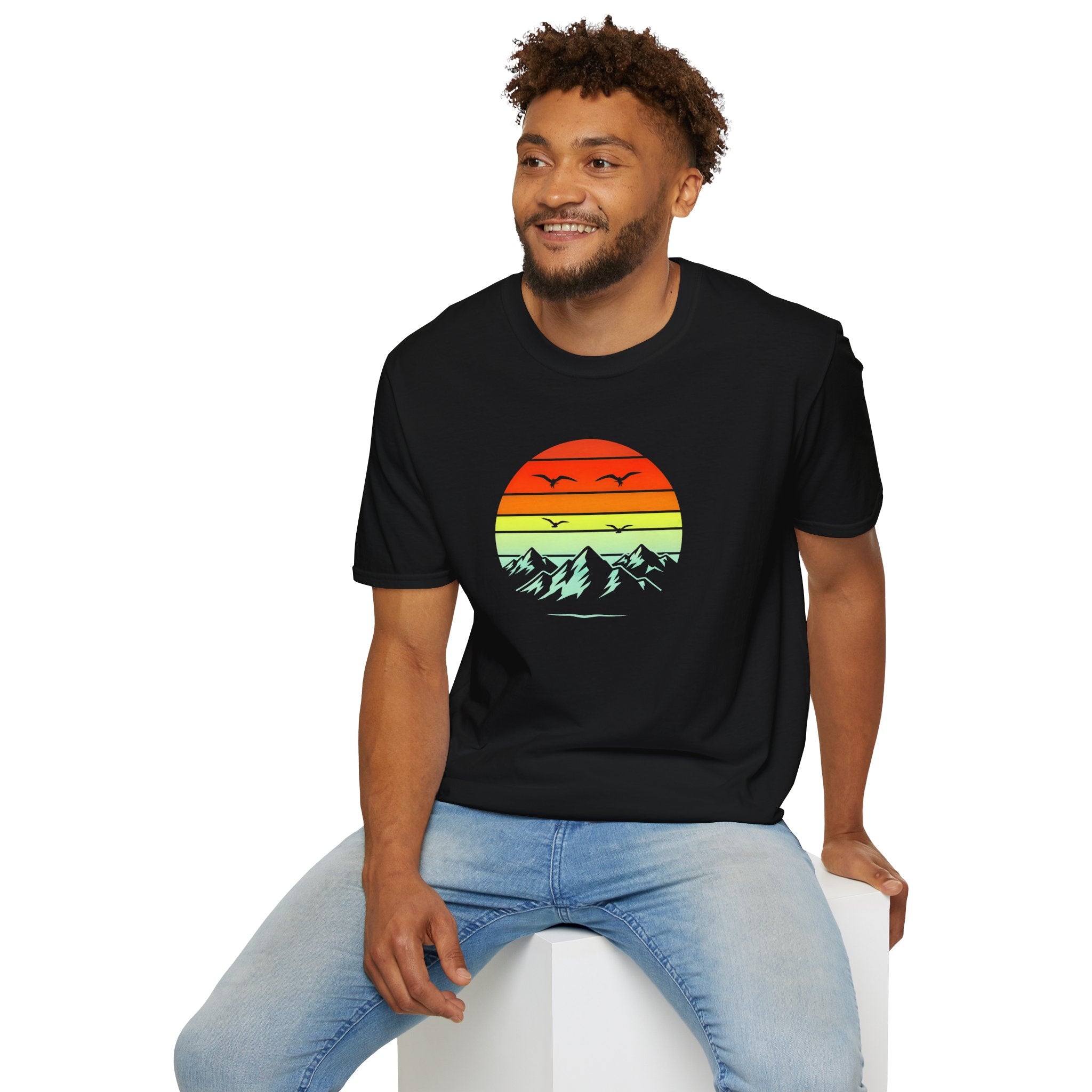 Sunset Mountain Graphic Unisex Softstyle T-Shirt