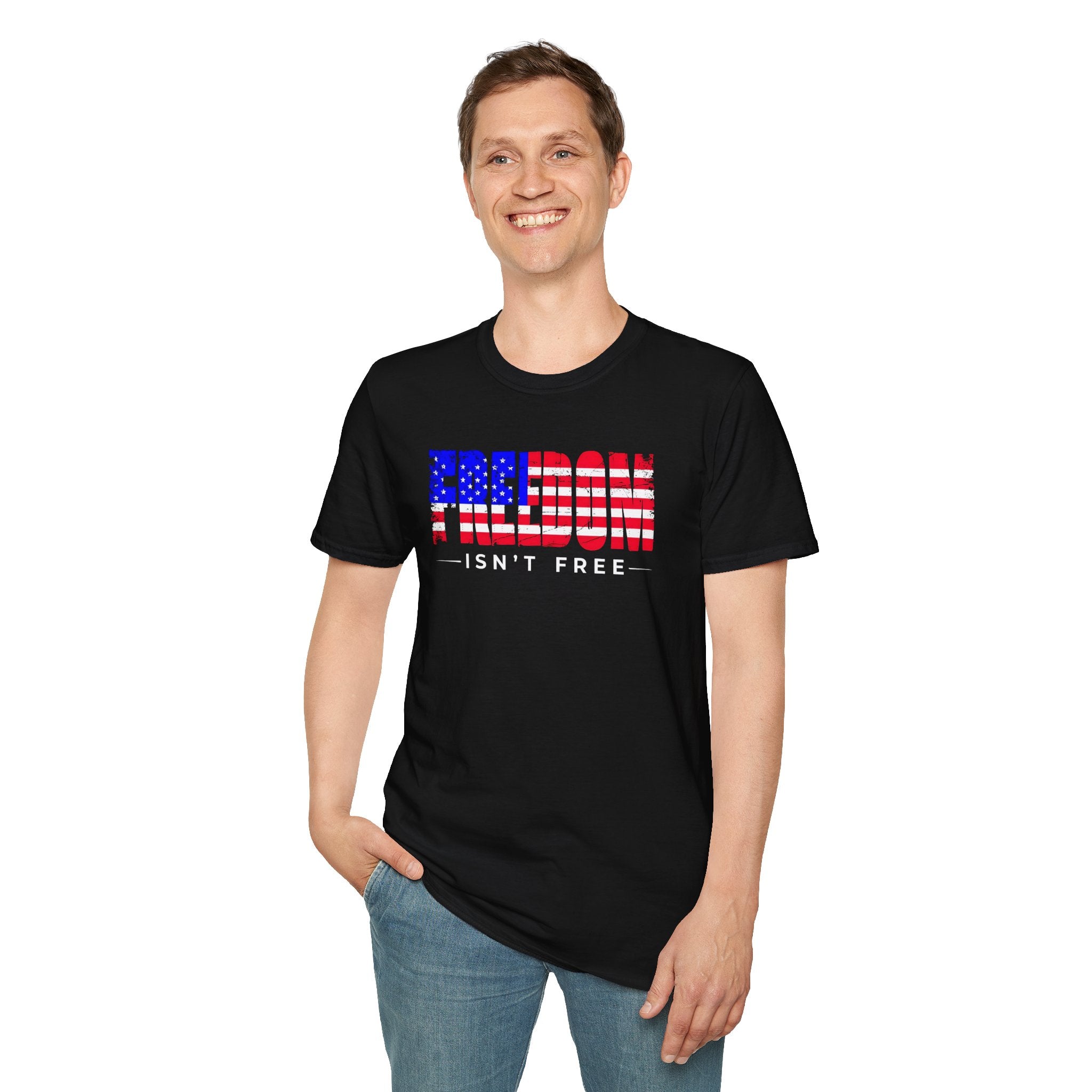 Patriotic Freedom T-Shirt - Unisex Softstyle Tee, Independence Day, Memorial Day, Veteran's Day, Everyday Wear, Gift Idea