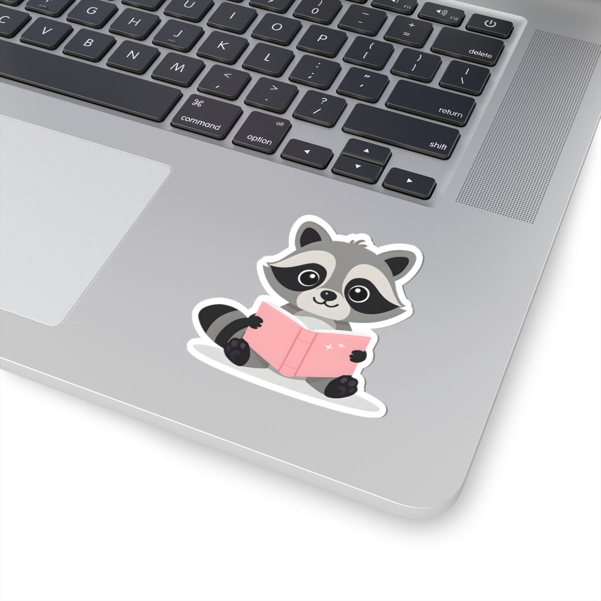 Playful Raccoon Reading Kiss-Cut Stickers for Kids & Book Lovers