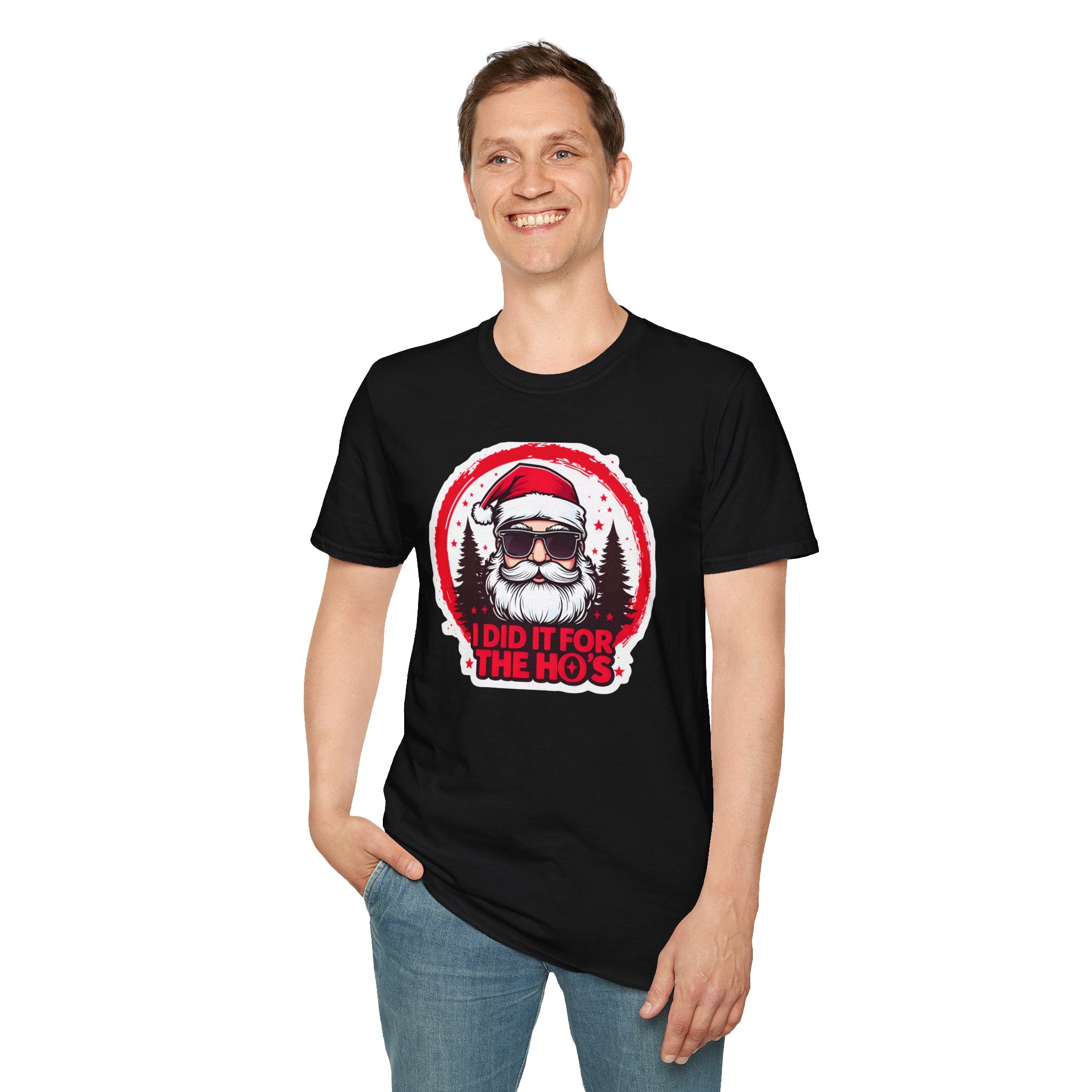 Funny Santa T-Shirt, Christmas Humor Shirt, Holiday Gift, Unisex Tee, I Did It For The Ho's, Festive Apparel, Winter Party Wear