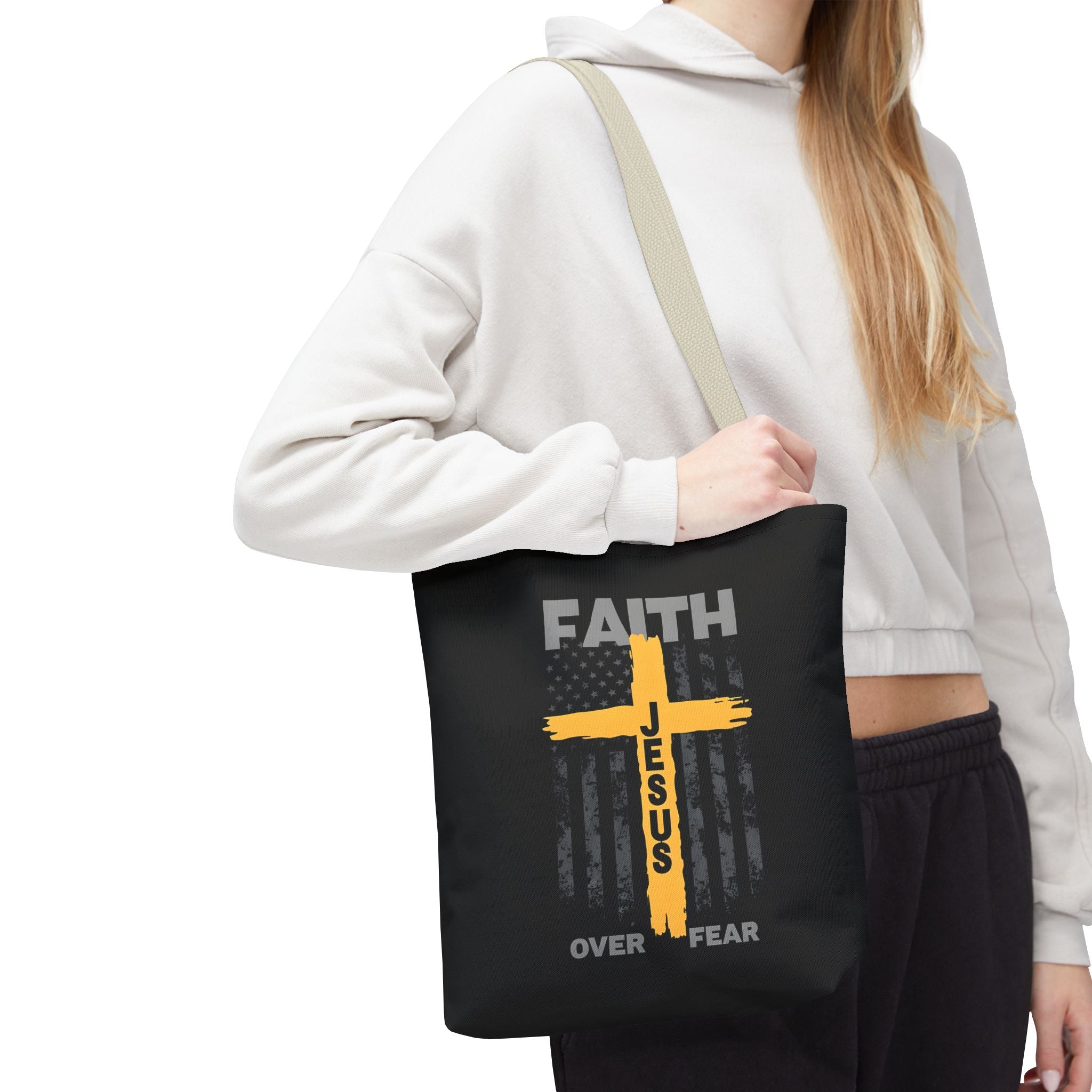 Faith Over Fear Tote Bag, Inspirational Bag, Bible Quote Tote, Christian Gift, Church Accessory, Motivational Bag