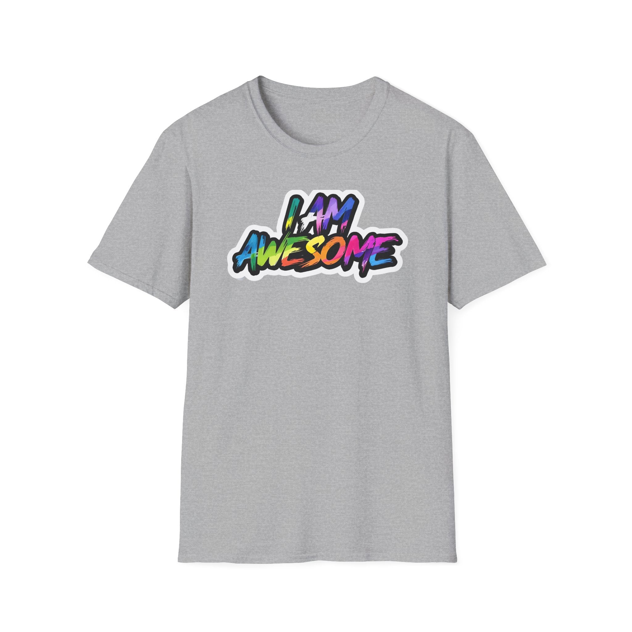 Colorful 'I AM AWESOME' Unisex T-Shirt, Inspirational Tee, Gift for Friends, Casual Wear, Motivational Clothing, Unique Graphic Shirt