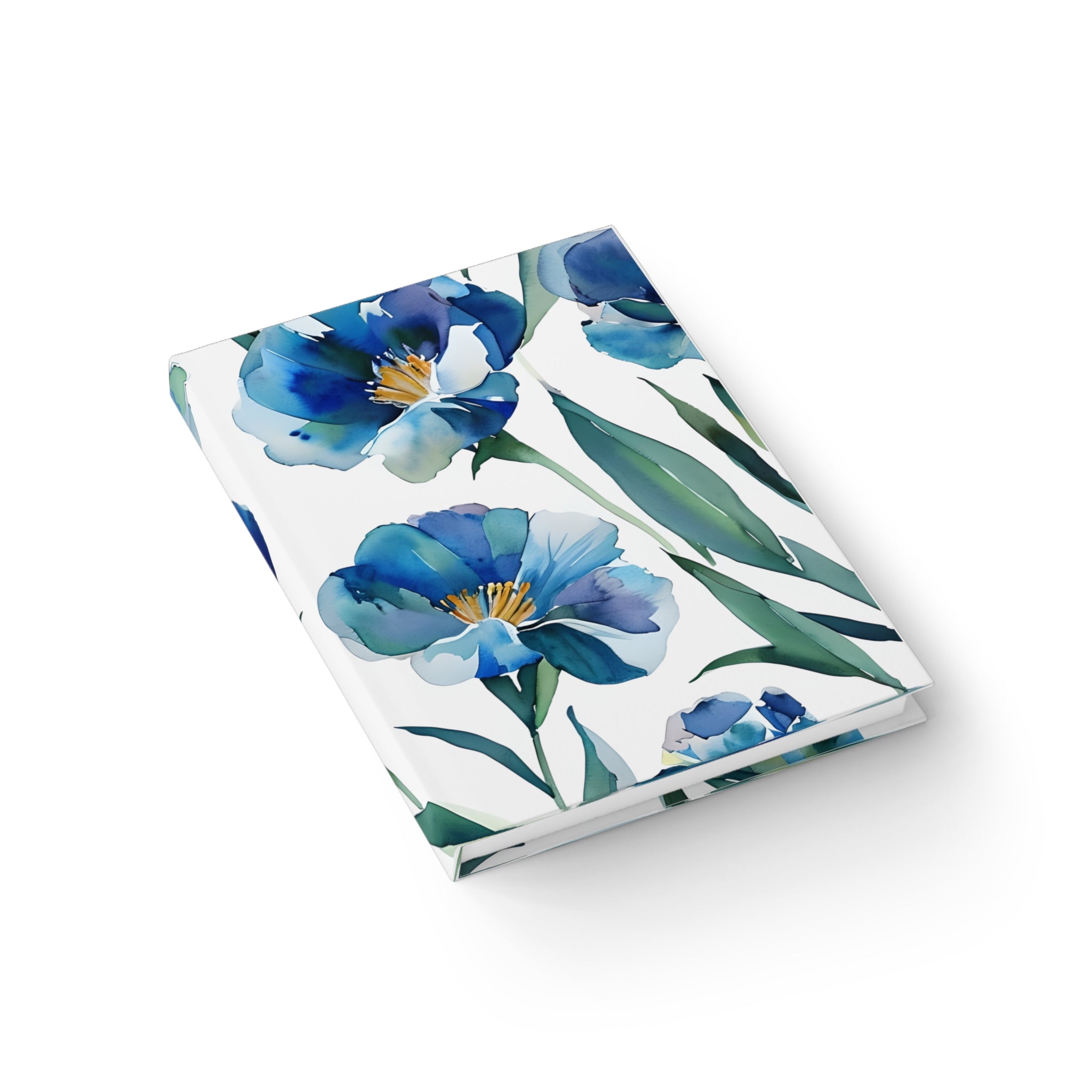 Floral Watercolor Journal, Motivational Notebook, Gift for Writers, Daily Planner, Travel Diary, Blue Flower Journal