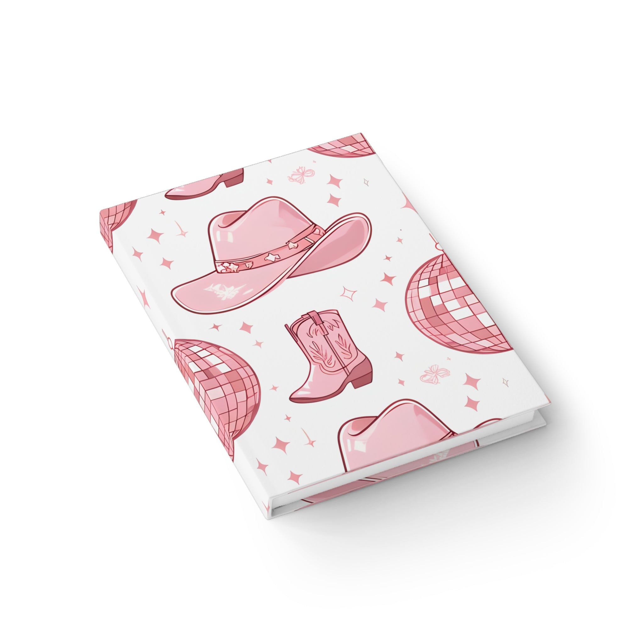 Pink Western Journal with Cowboy Hats and Disco Balls, Cowgirl Gift, Inspirational Journal, Cute Note Book, Rodeo Party, Trendy Diary