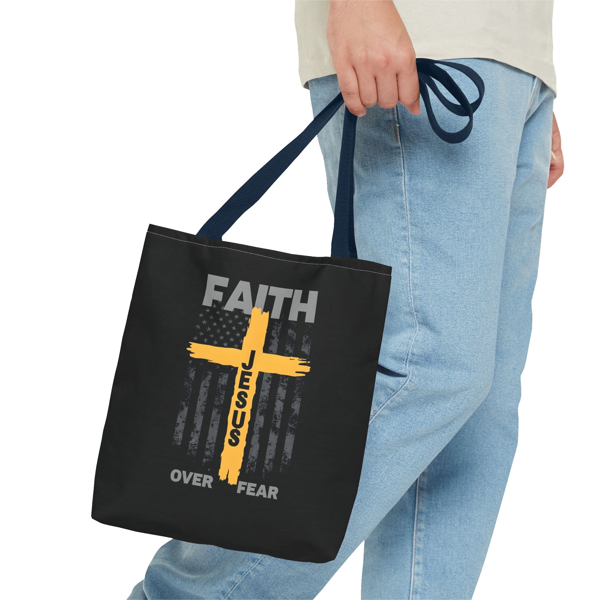 Faith Over Fear Tote Bag, Inspirational Bag, Bible Quote Tote, Christian Gift, Church Accessory, Motivational Bag