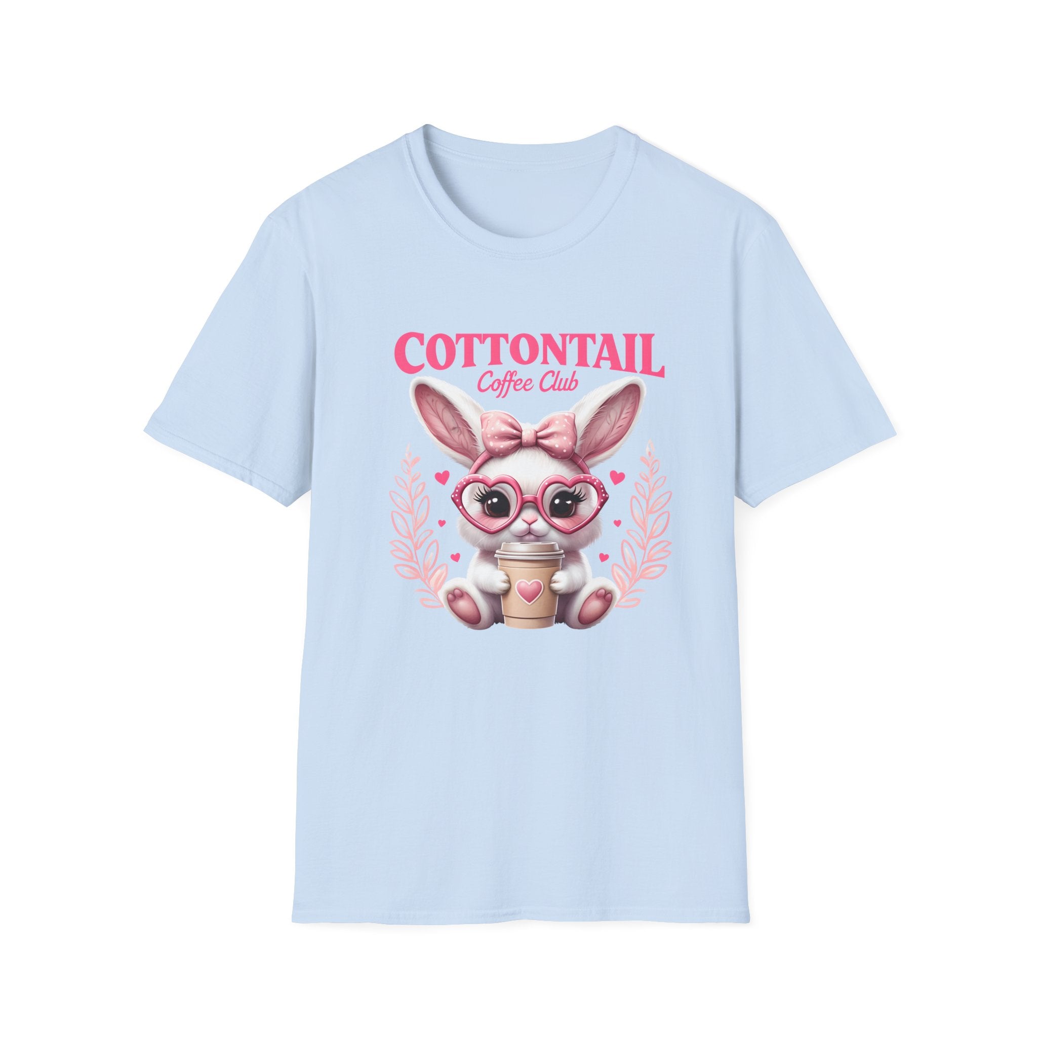 Cottontail Coffee Club Tee — Cute Bunny Holding Latte Graphic T-Shirt