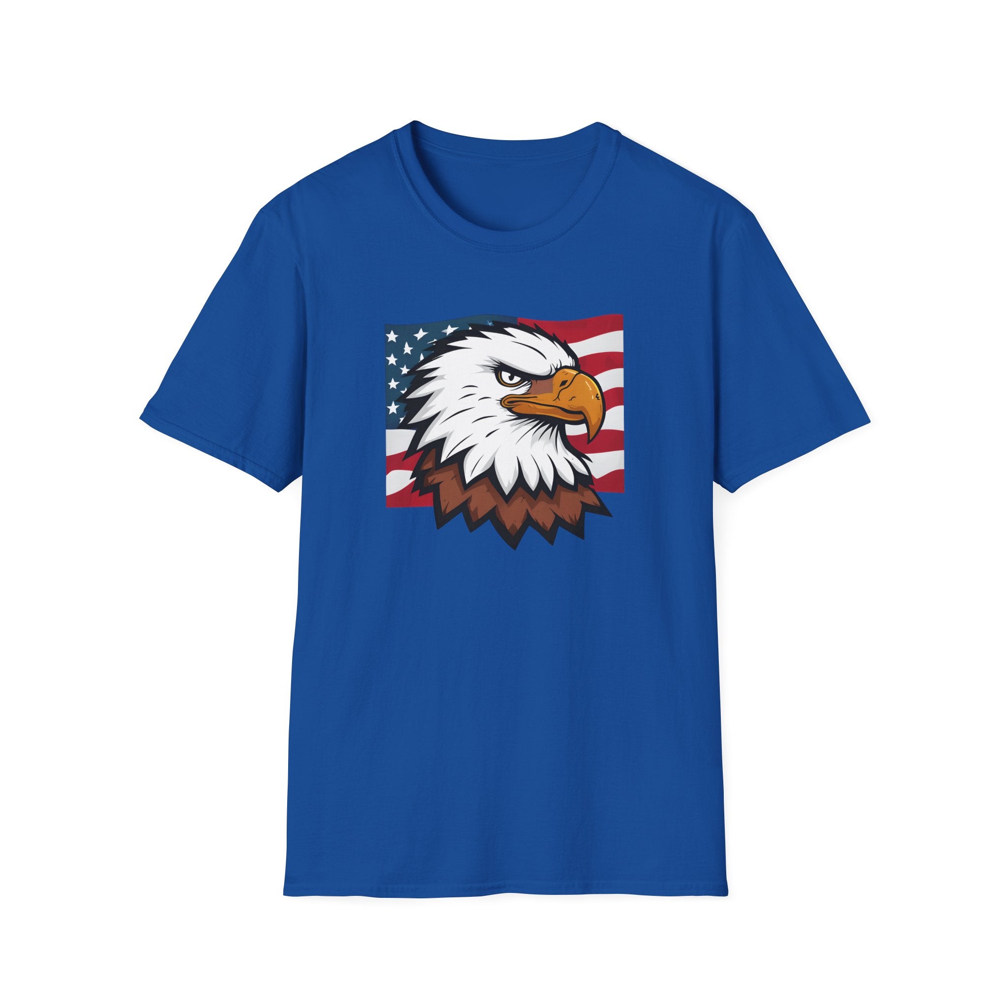 Patriotic Eagle Graphic T-Shirt, Unisex Softstyle Tee for Independence Day, Casual Wear, Gift for Veterans, American Pride Clothing