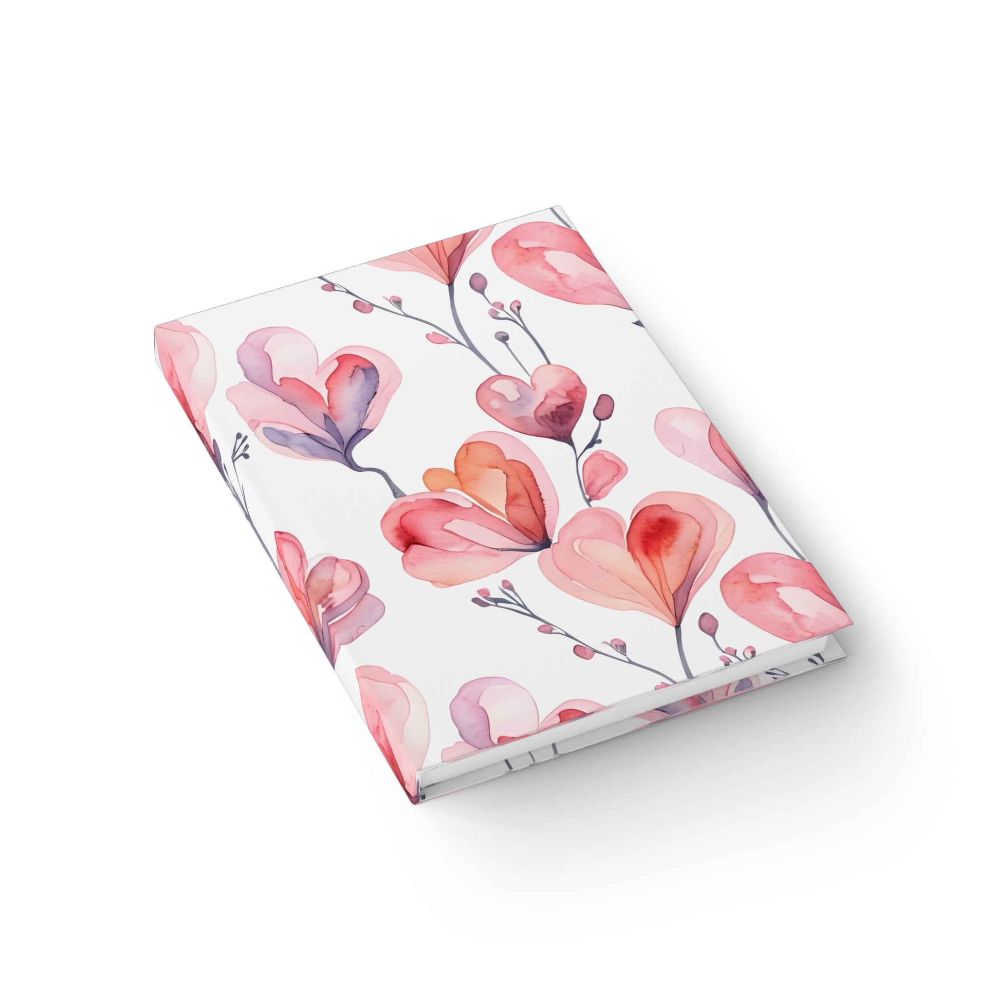 Heart Watercolor Journal — Pink Floral Notebook for Notes, Gratitude & Gifts