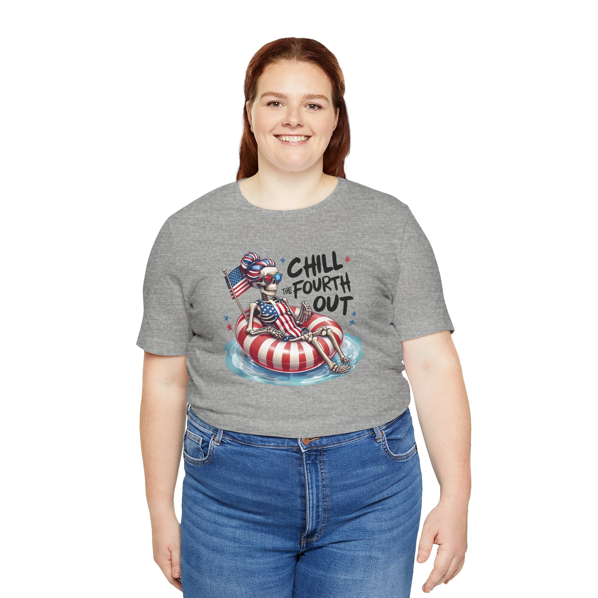 Fourth of July Chill T-Shirt — "Chill Fourth Out" Patriotic Skeleton Pool Tee