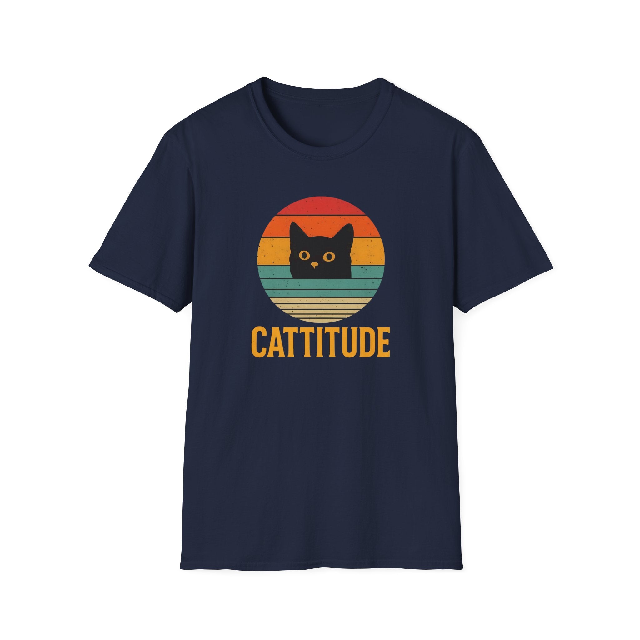 Cattitude Retro Cat T-Shirt, Funny Cat Lover Gift, Unisex Tee, Softstyle Shirt, Cute Pet Apparel, Cat-Themed Fashion