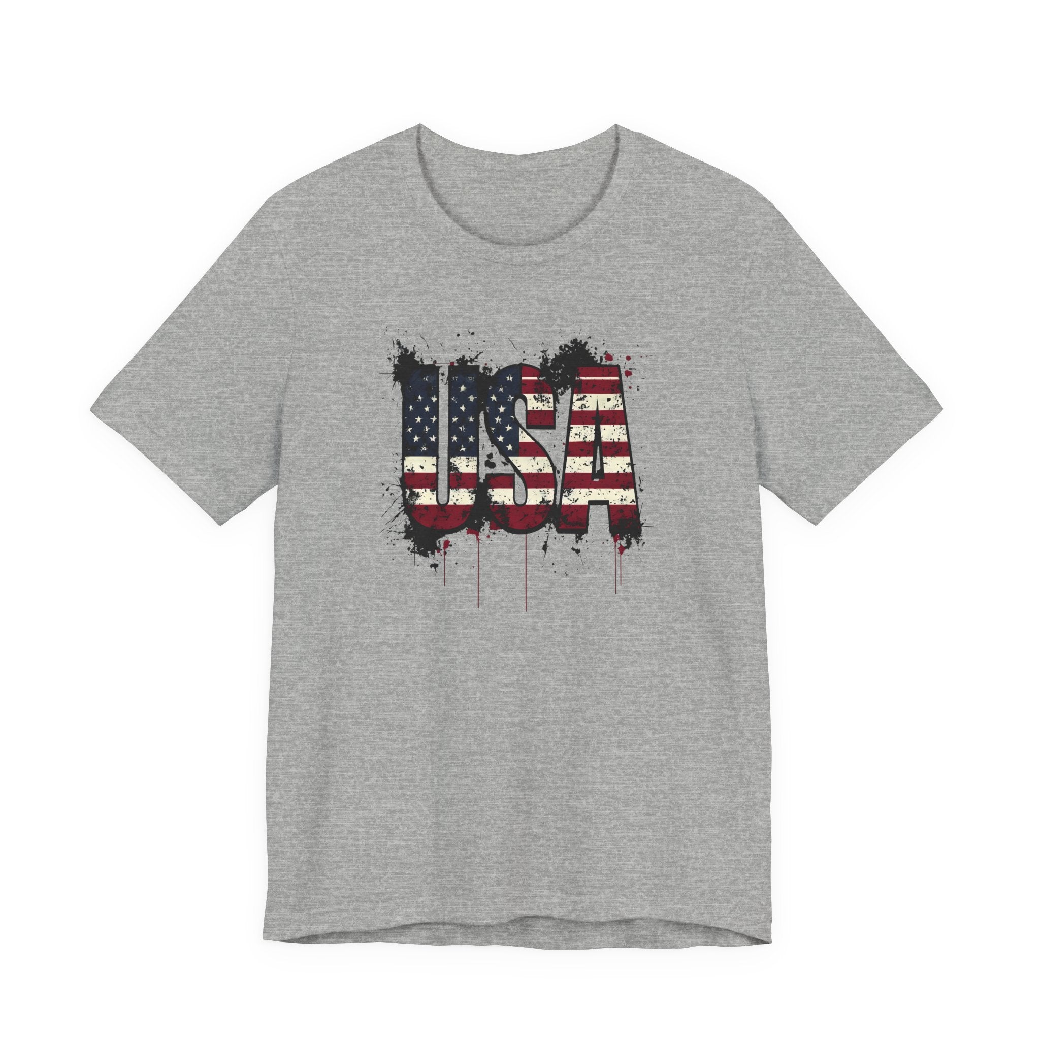 USA Paint Splatter T-Shirt — Patriotic American Flag Tee