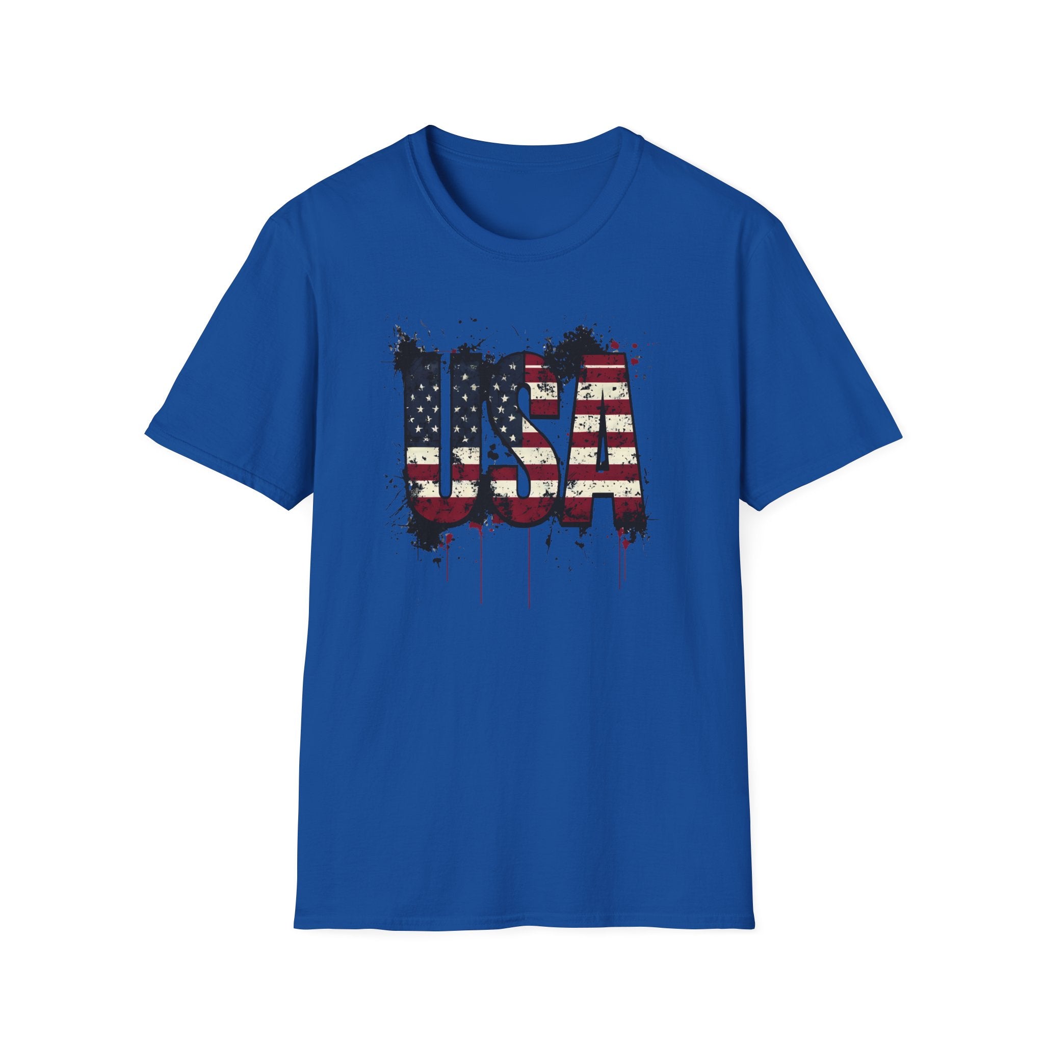 USA Flag Grunge T-Shirt — Distressed American Flag Graphic Tee for 4th of July
