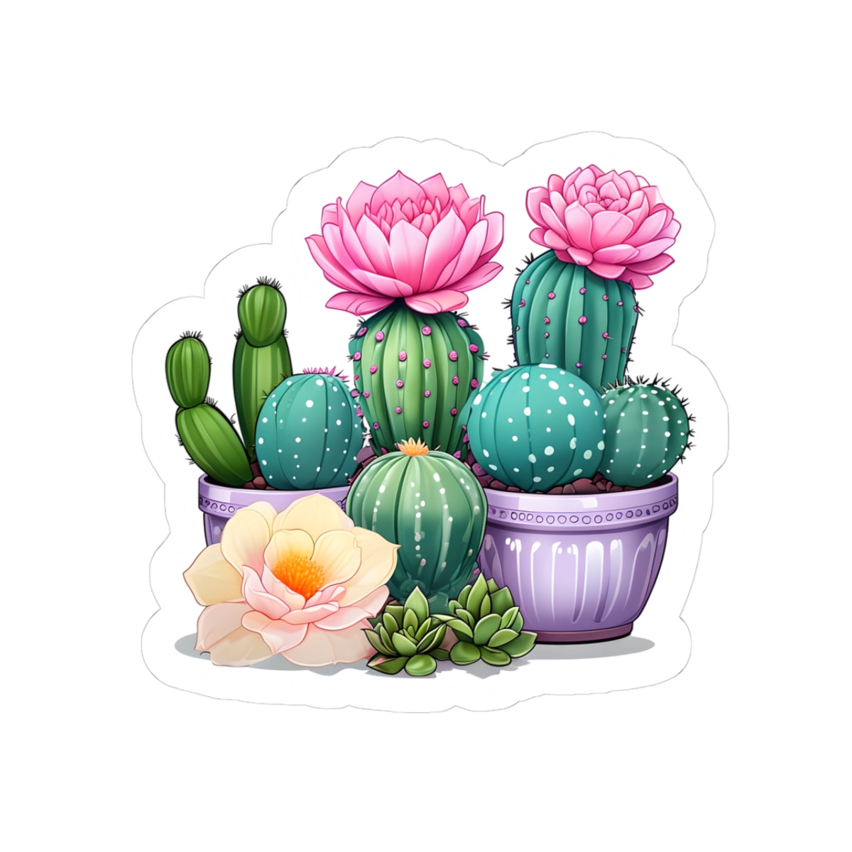 Vibrant Cactus Stickers for Plant Lovers, Laptop Decals, Floral Decor, Gift for Gardeners, Cute Home Decor